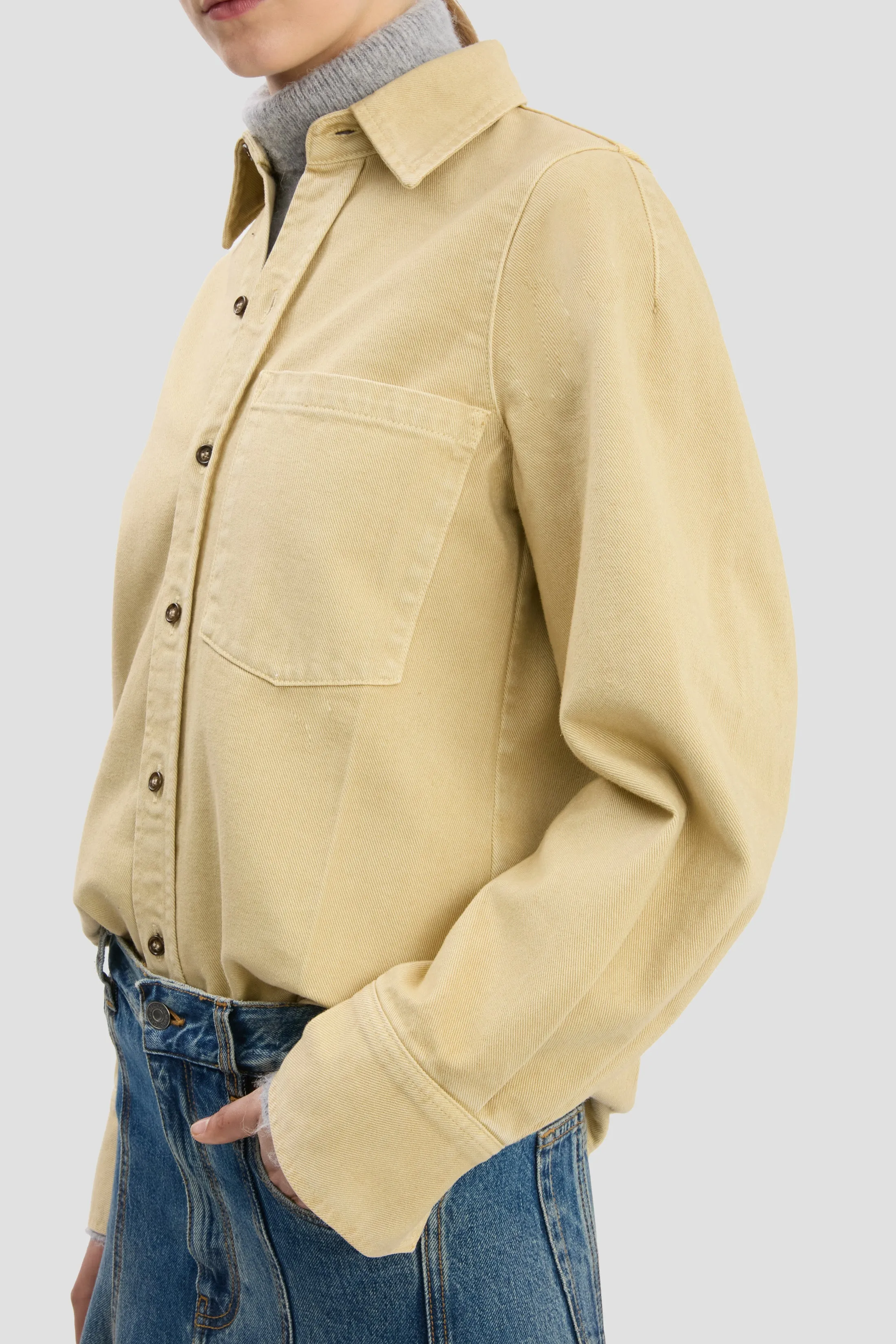 Shoulder Detail Slim Shirt In Butter Yellow sold by Victoria Beckham product image thumbnail 3