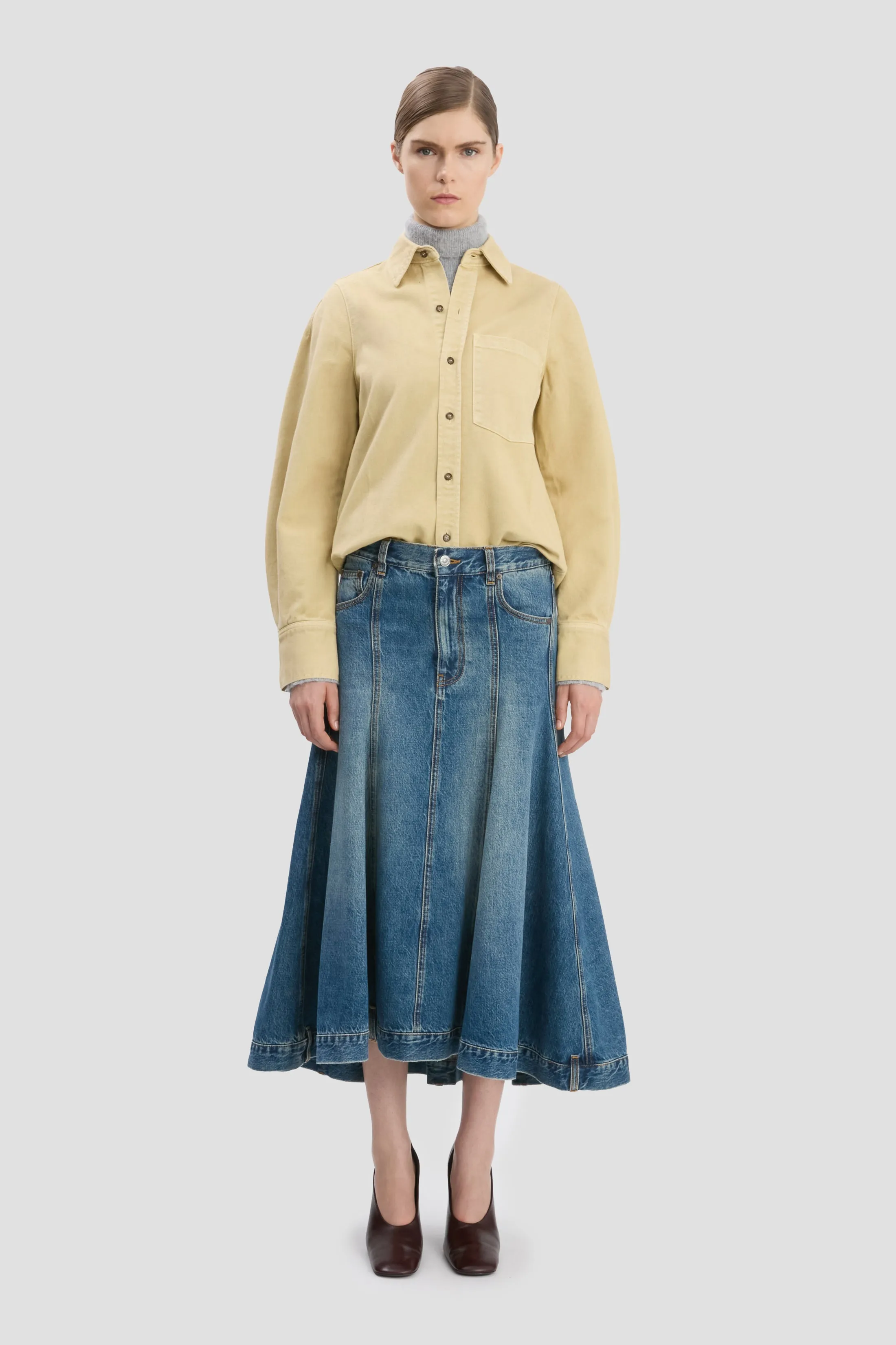 Shoulder Detail Slim Shirt In Butter Yellow sold by Victoria Beckham