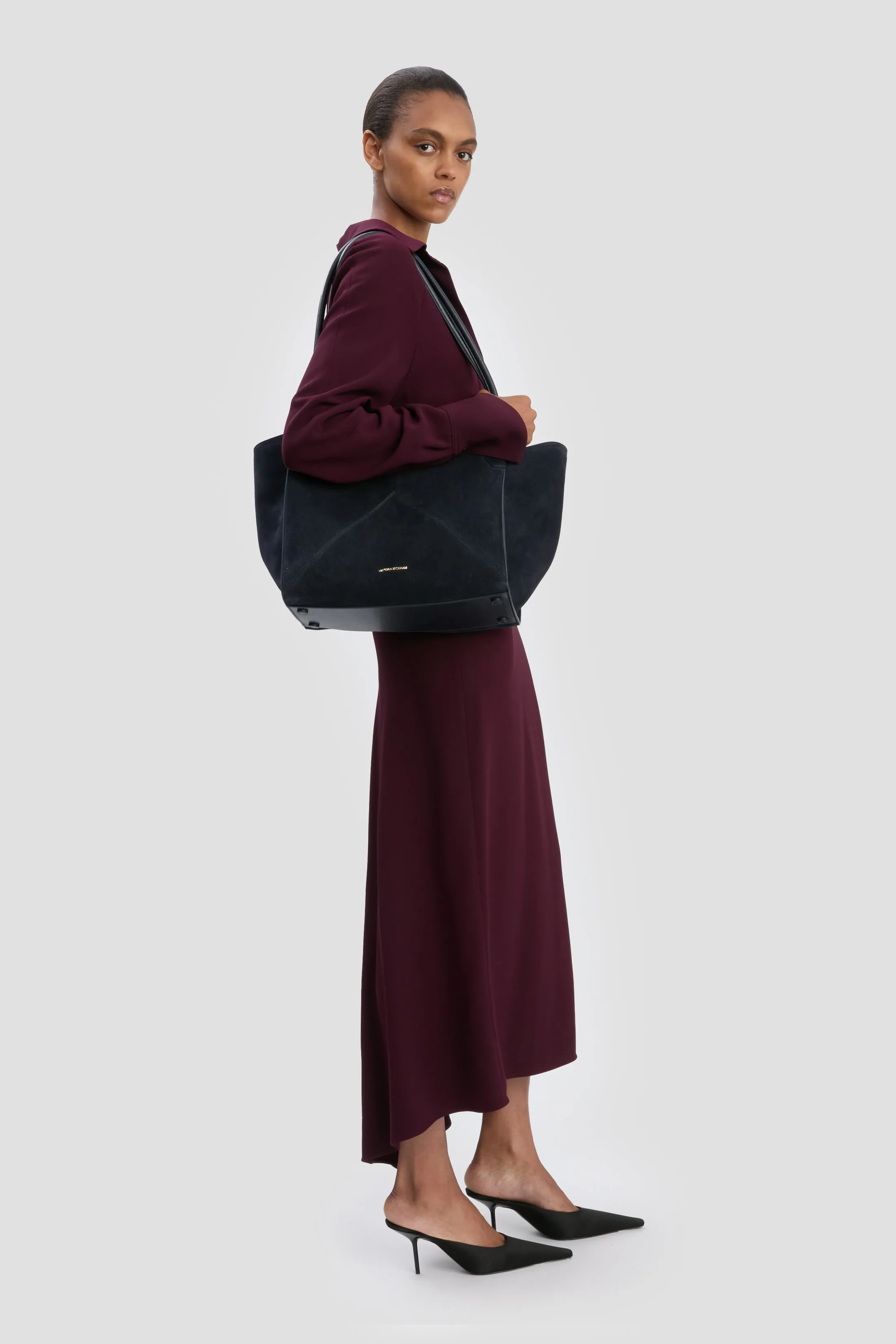 Victoria Tote In Navy Suede sold by Victoria Beckham product image thumbnail 3