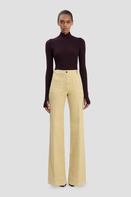 Alina High Waisted Jean In Butter Yellow sold by Victoria Beckham
