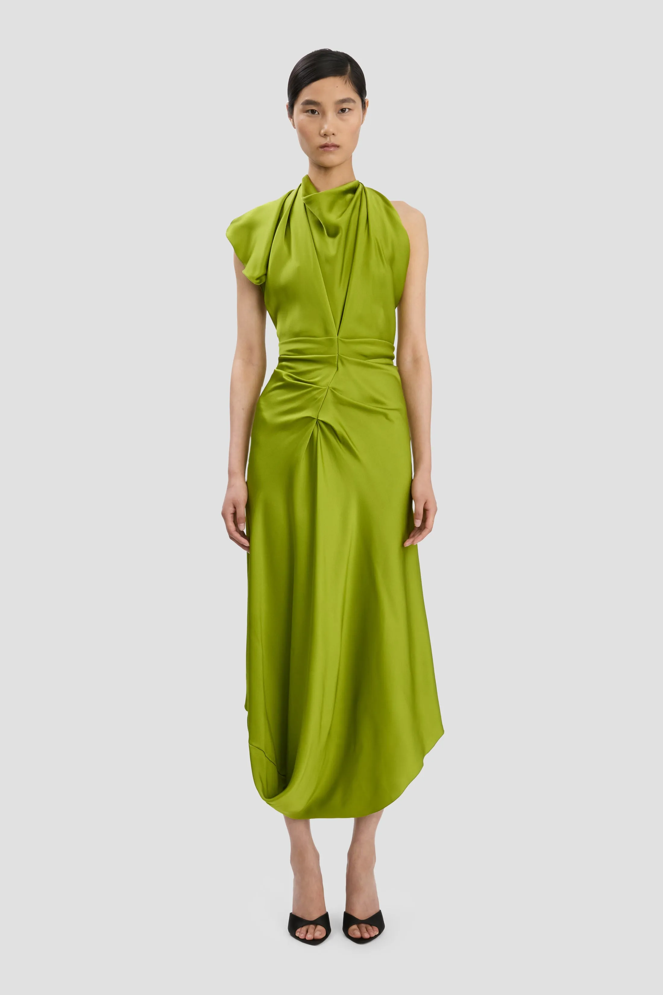 Backless Scarf Detail Midi Dress In Parakeet sold by Victoria Beckham
