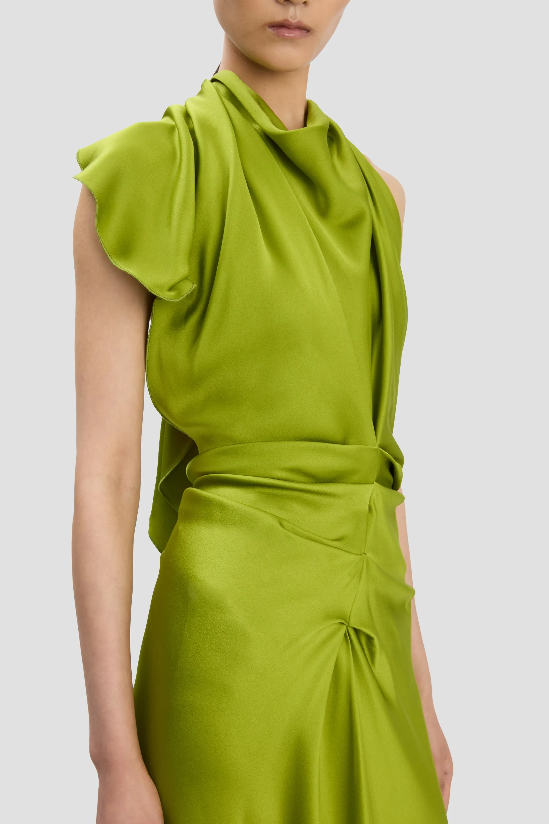 Backless Scarf Detail Midi Dress In Parakeet sold by Victoria Beckham product image thumbnail 3