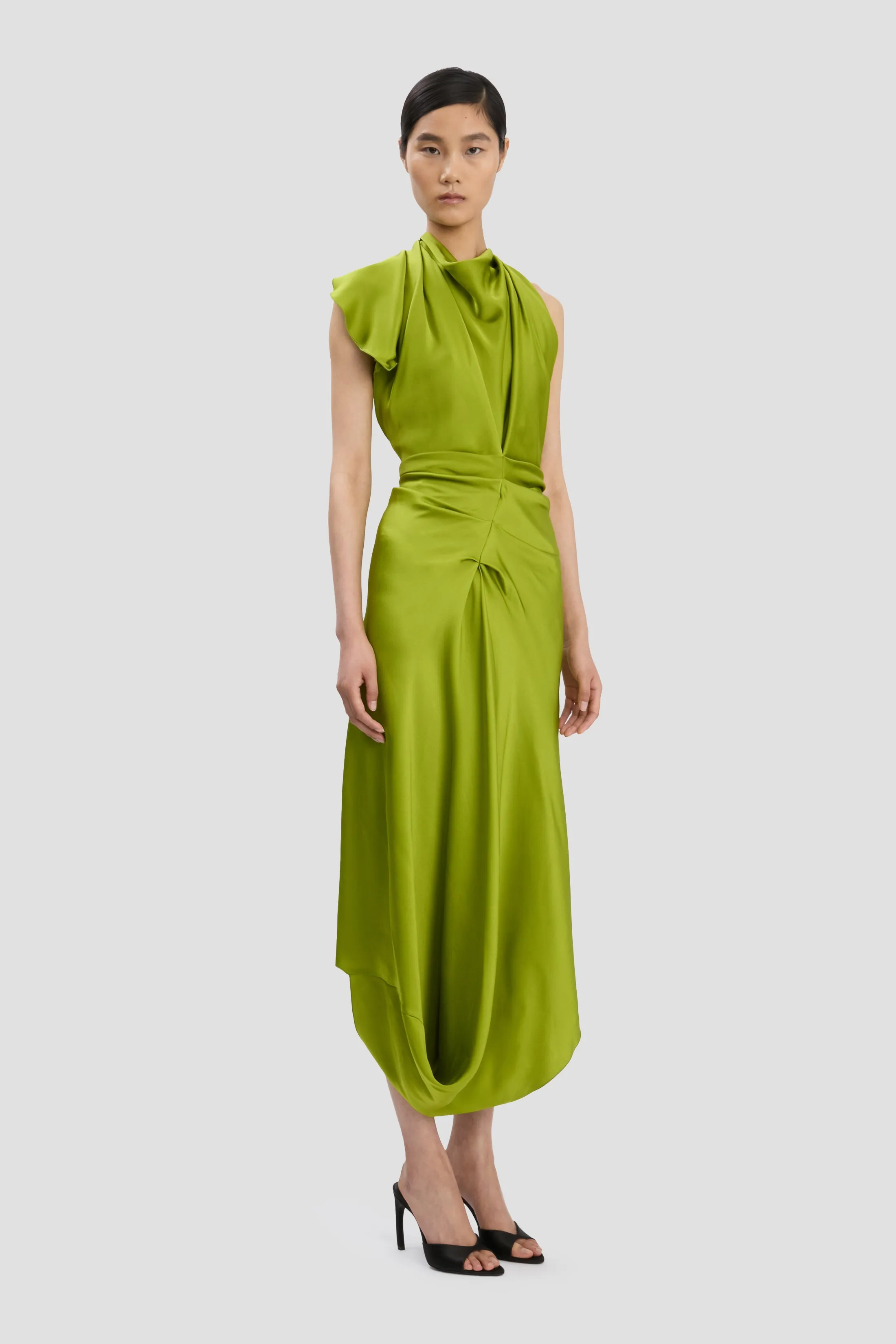 Backless Scarf Detail Midi Dress In Parakeet sold by Victoria Beckham product image thumbnail 2