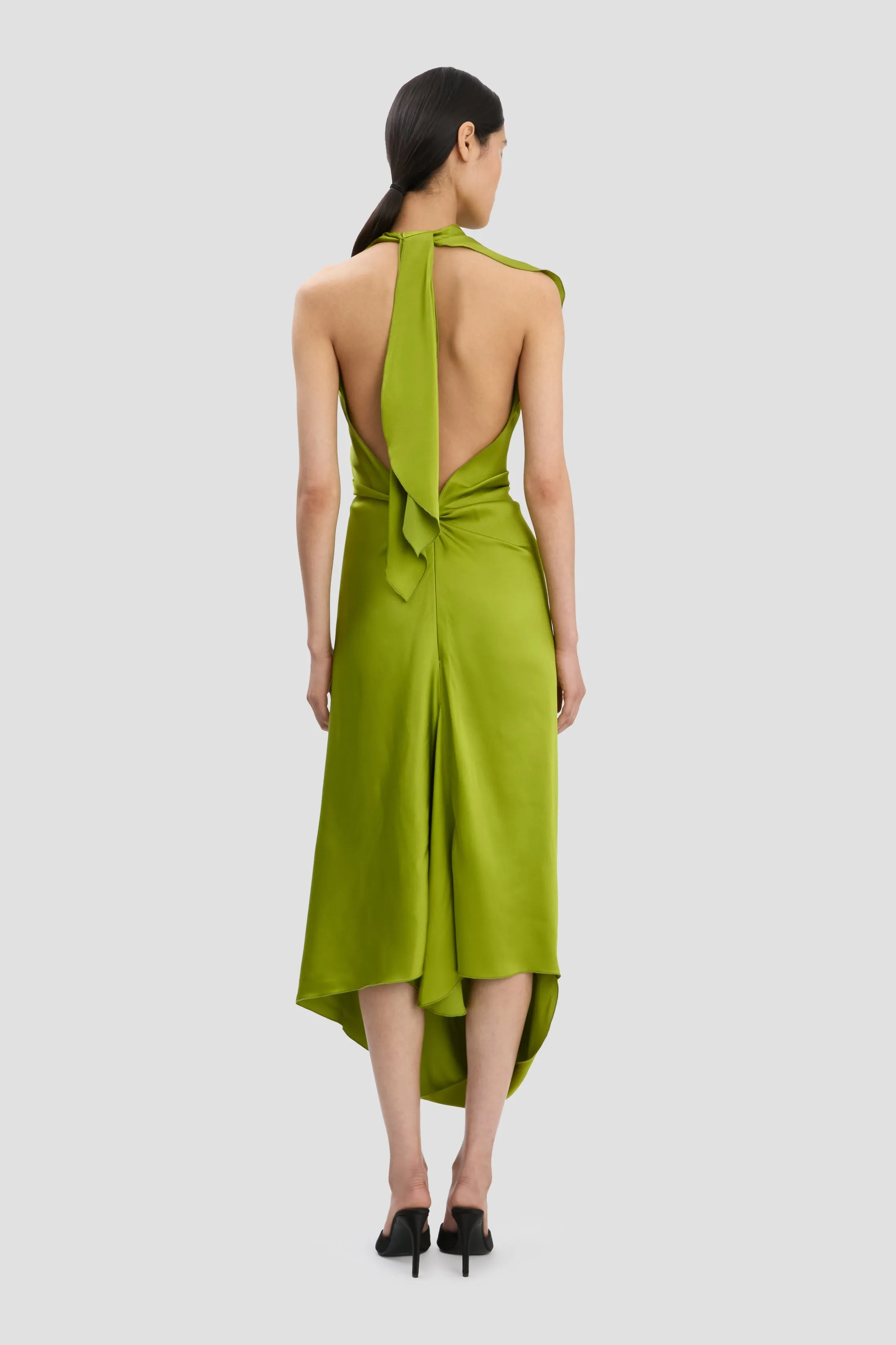 Backless Scarf Detail Midi Dress In Parakeet sold by Victoria Beckham product image thumbnail 4