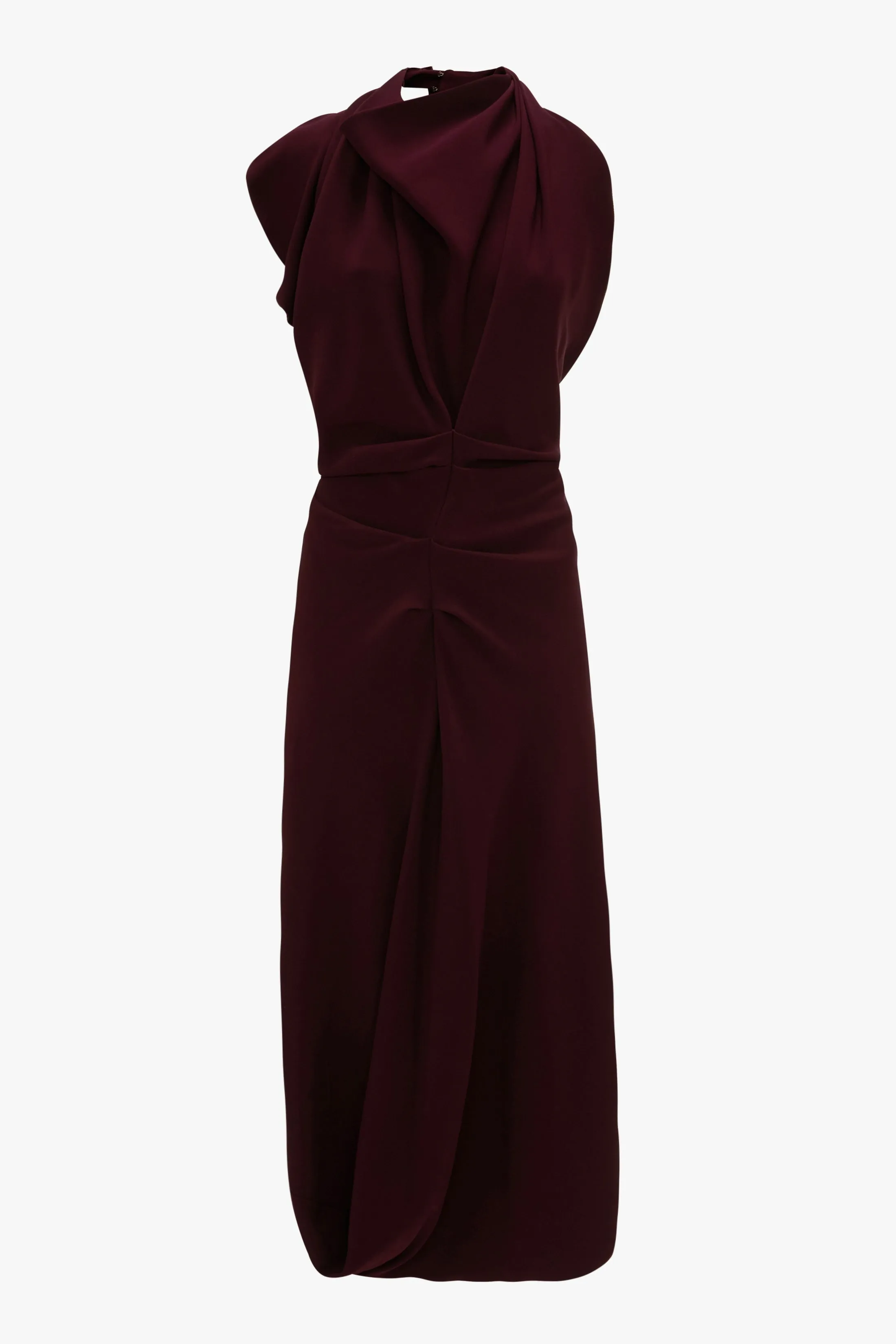 Backless Scarf Detail Midi Dress In Merlot sold by Victoria Beckham product image thumbnail 5