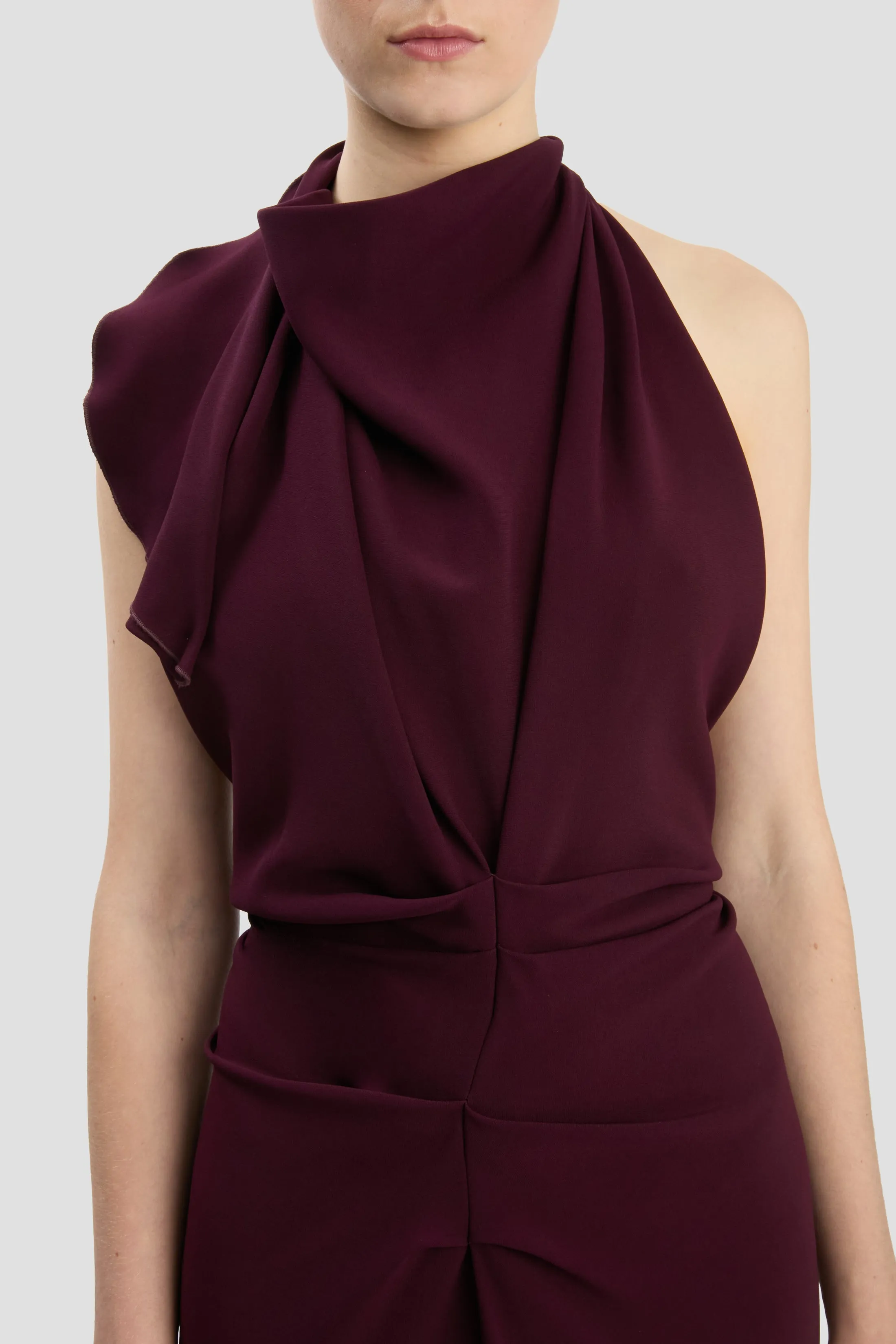 Backless Scarf Detail Midi Dress In Merlot sold by Victoria Beckham product image thumbnail 3