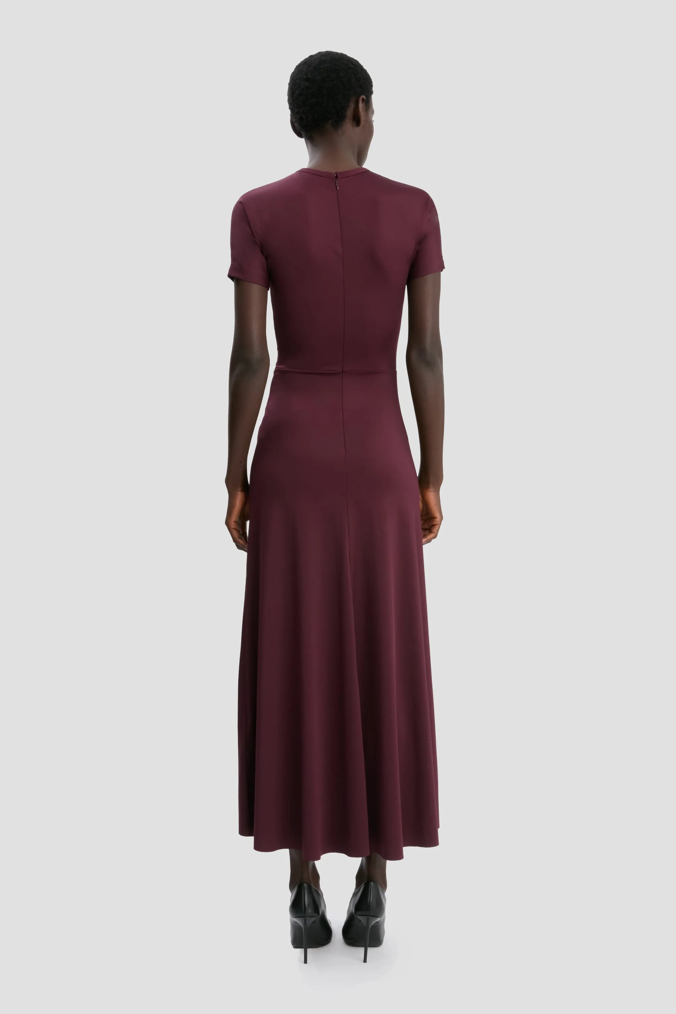 Gathered Waist T-Shirt Midi Dress In Merlot sold by Victoria Beckham product image thumbnail 5