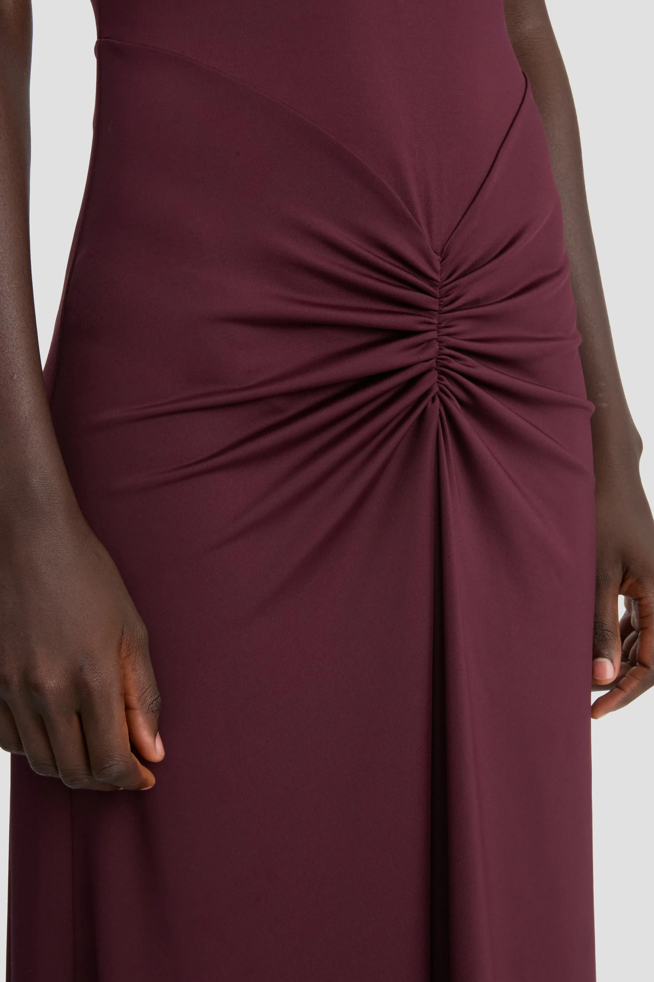 Gathered Waist T-Shirt Midi Dress In Merlot sold by Victoria Beckham product image thumbnail 3