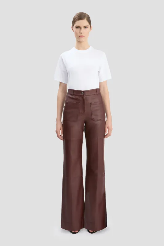 Leather Alina Trouser In Burgundy sold by Victoria Beckham