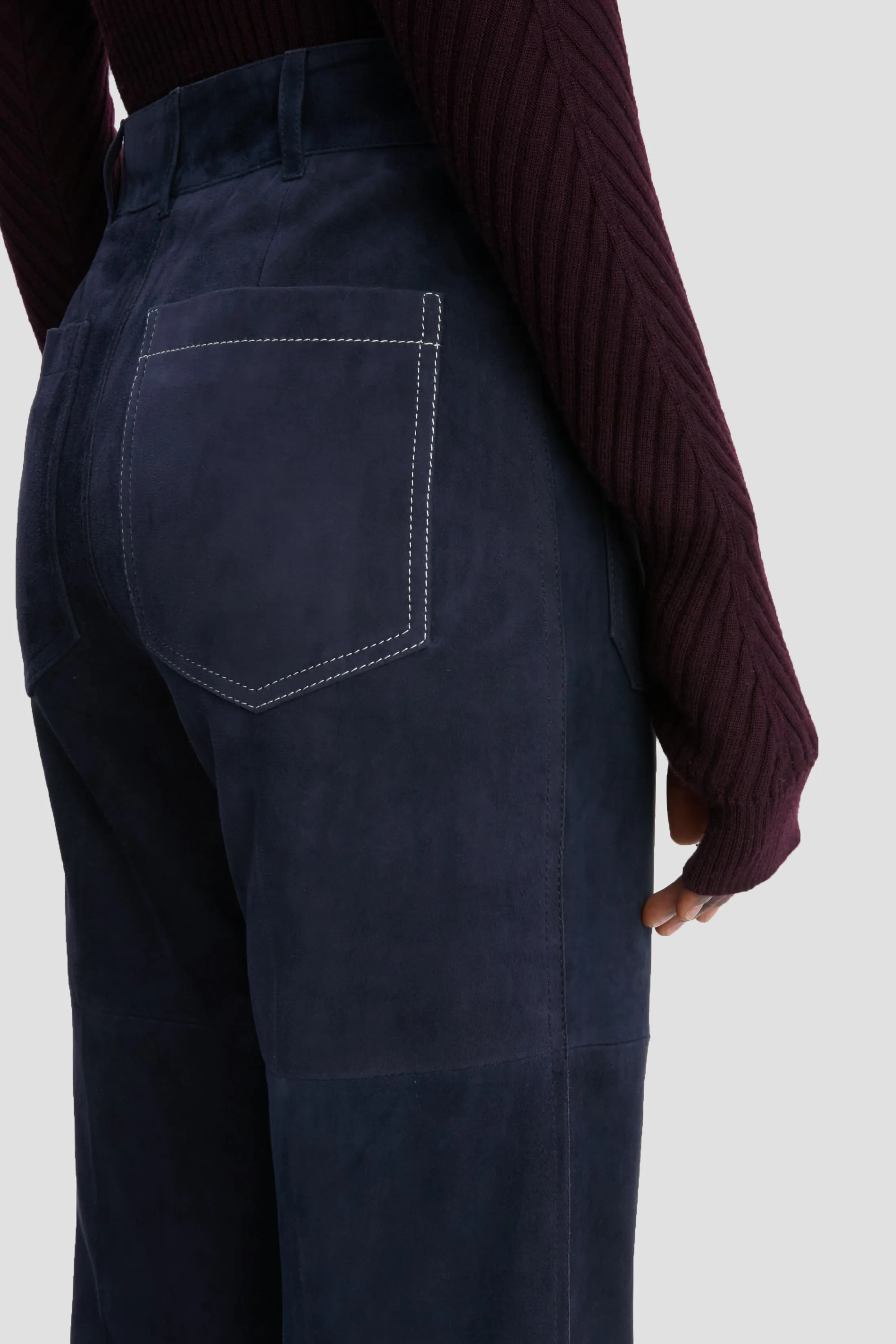 Alina Trouser In Soft Navy Suede sold by Victoria Beckham product image thumbnail 3