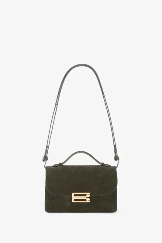 Mini Dorian Bag In Dark Olive Stripe Embossed Suede sold by Victoria Beckham