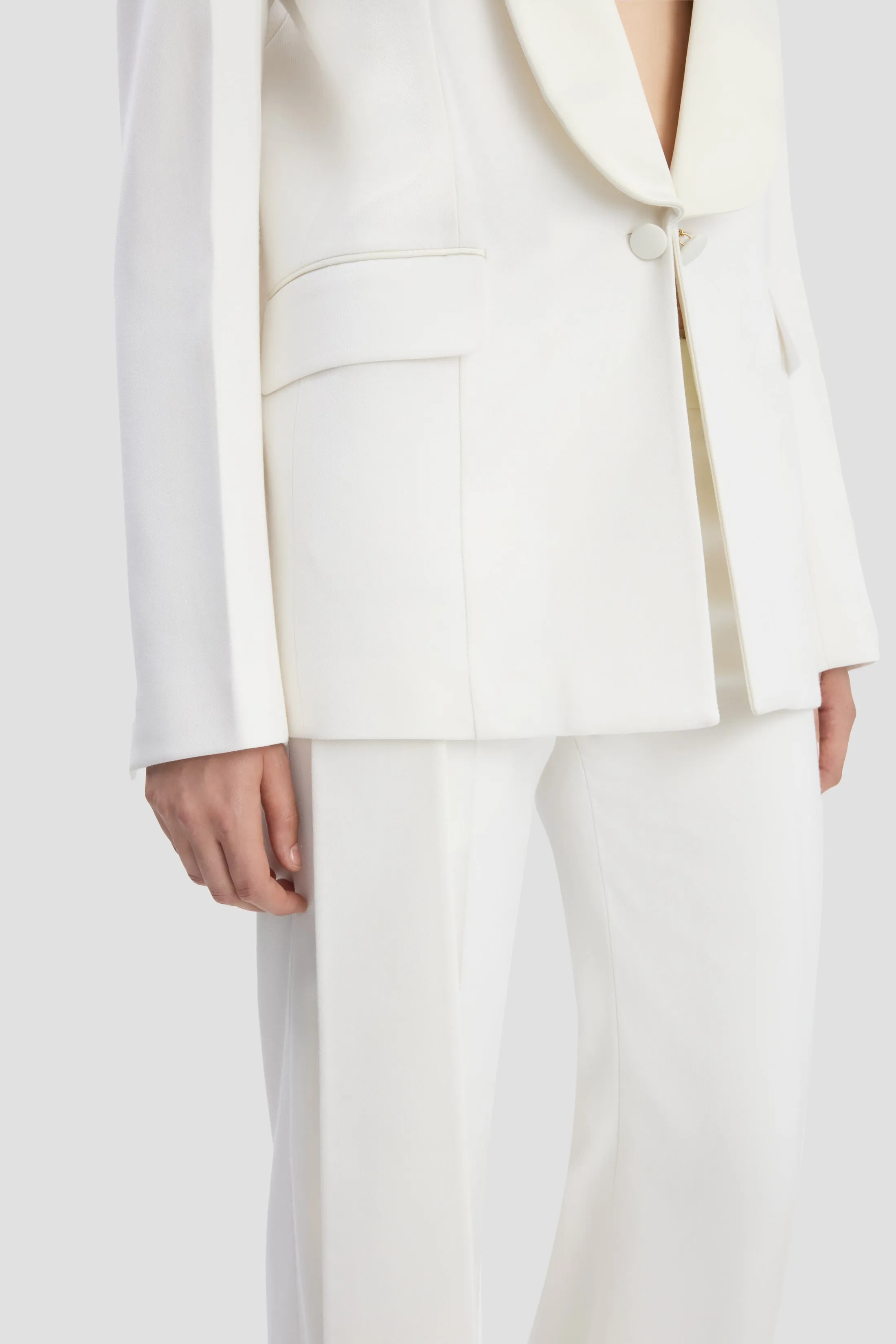 Shawl Collar Tux Jacket In Ivory sold by Victoria Beckham product image thumbnail 3
