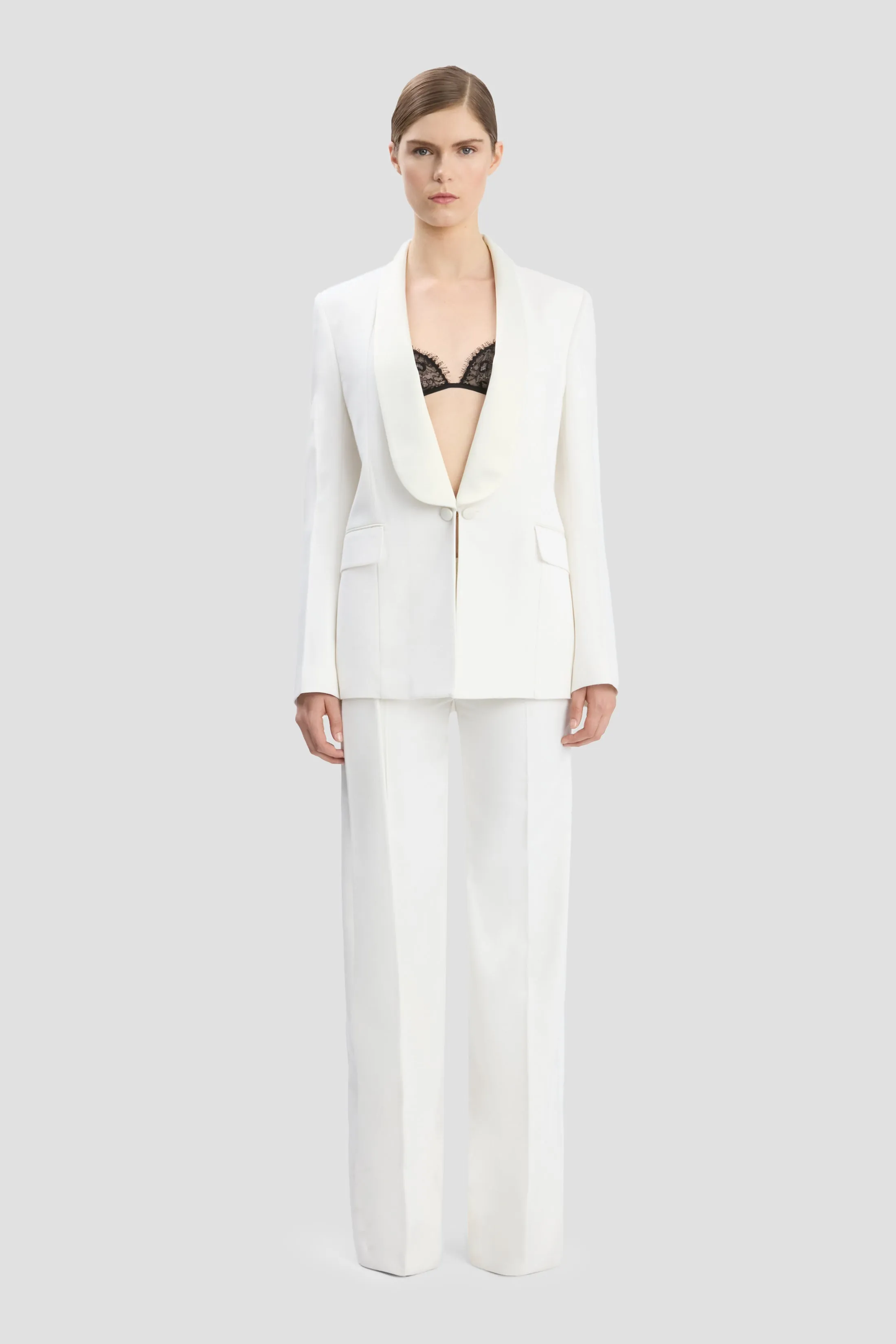Shawl Collar Tux Jacket In Ivory sold by Victoria Beckham