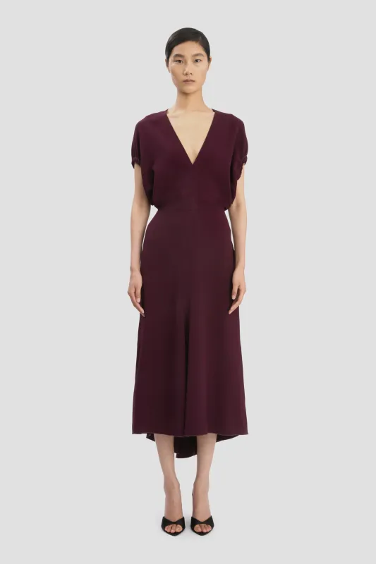 Blouson Midi Dress In Merlot sold by Victoria Beckham