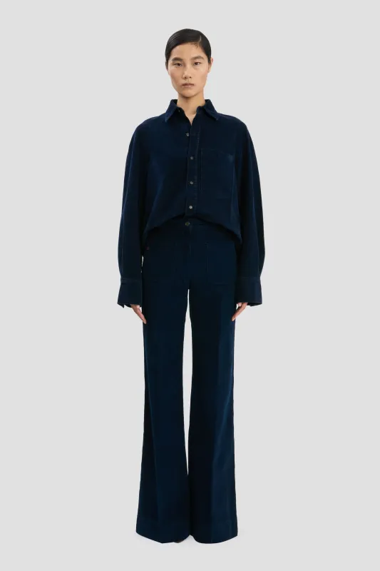 Shoulder Slim Shirt In Indigo sold by Victoria Beckham