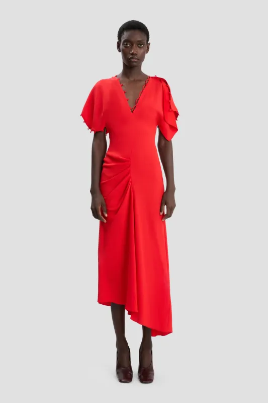 Rouleaux Midi Dress In Cayenne sold by Victoria Beckham