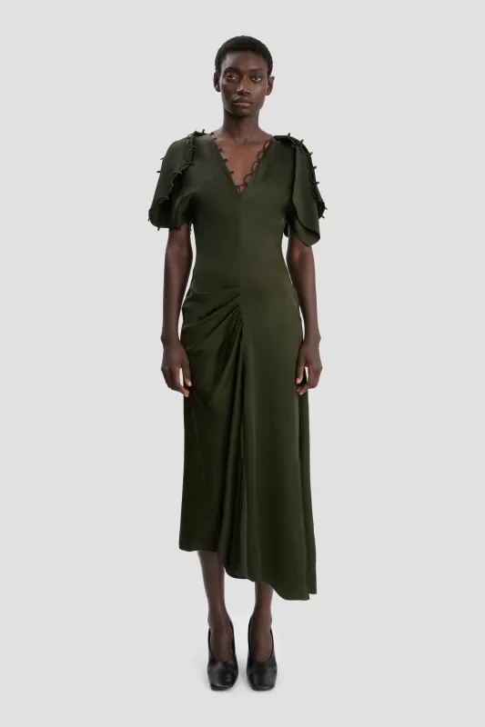 Rouleaux Midi Dress In Dark Olive sold by Victoria Beckham