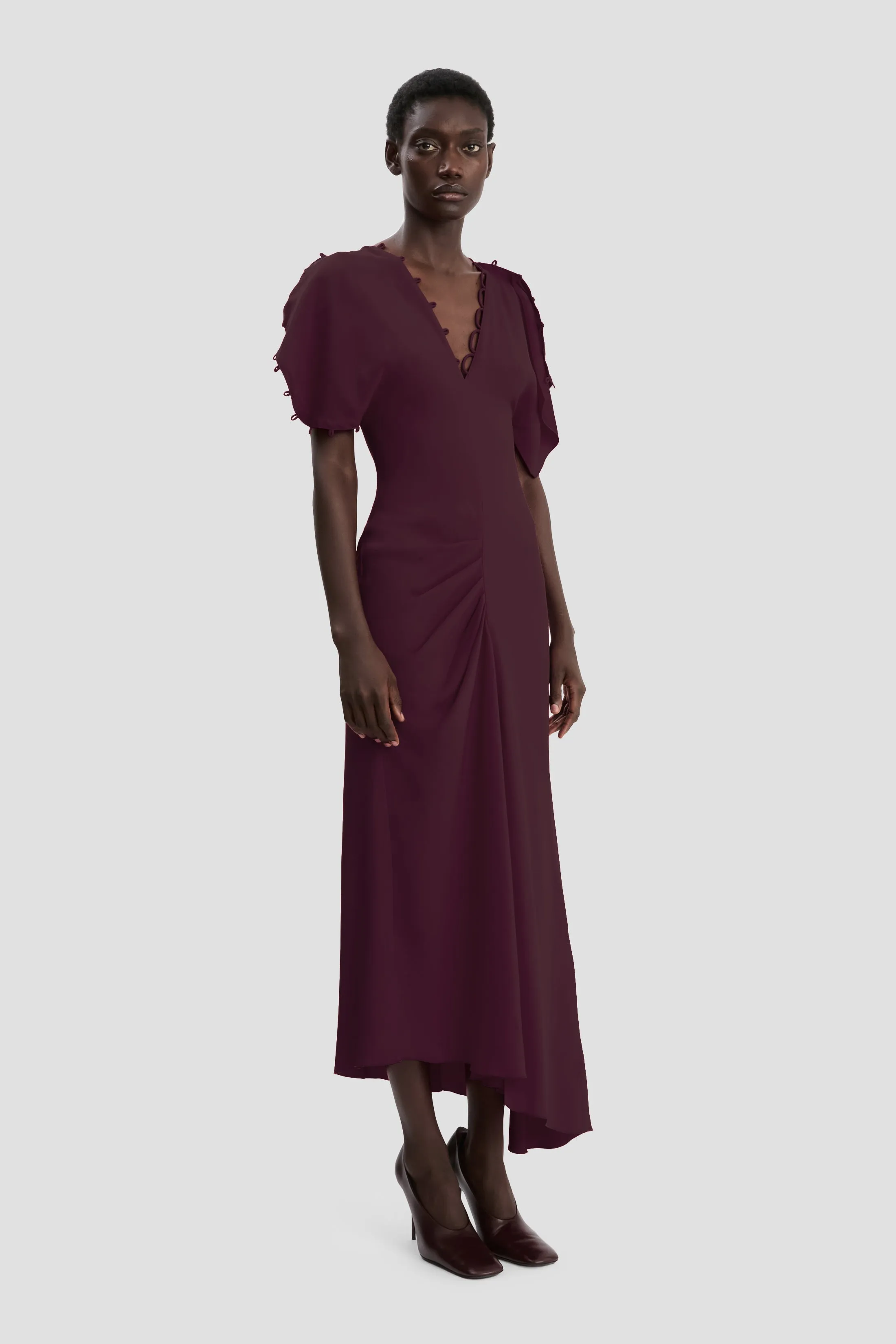 Rouleaux Midi Dress In Merlot sold by Victoria Beckham product image thumbnail 2