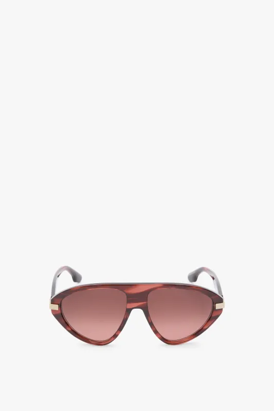 Visor Sunglasses In Striped Wine sold by Victoria Beckham