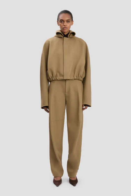 Roll Neck Bomber Jacket In Dark Camel sold by Victoria Beckham
