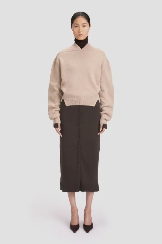V-Neck Jumper In Sand sold by Victoria Beckham