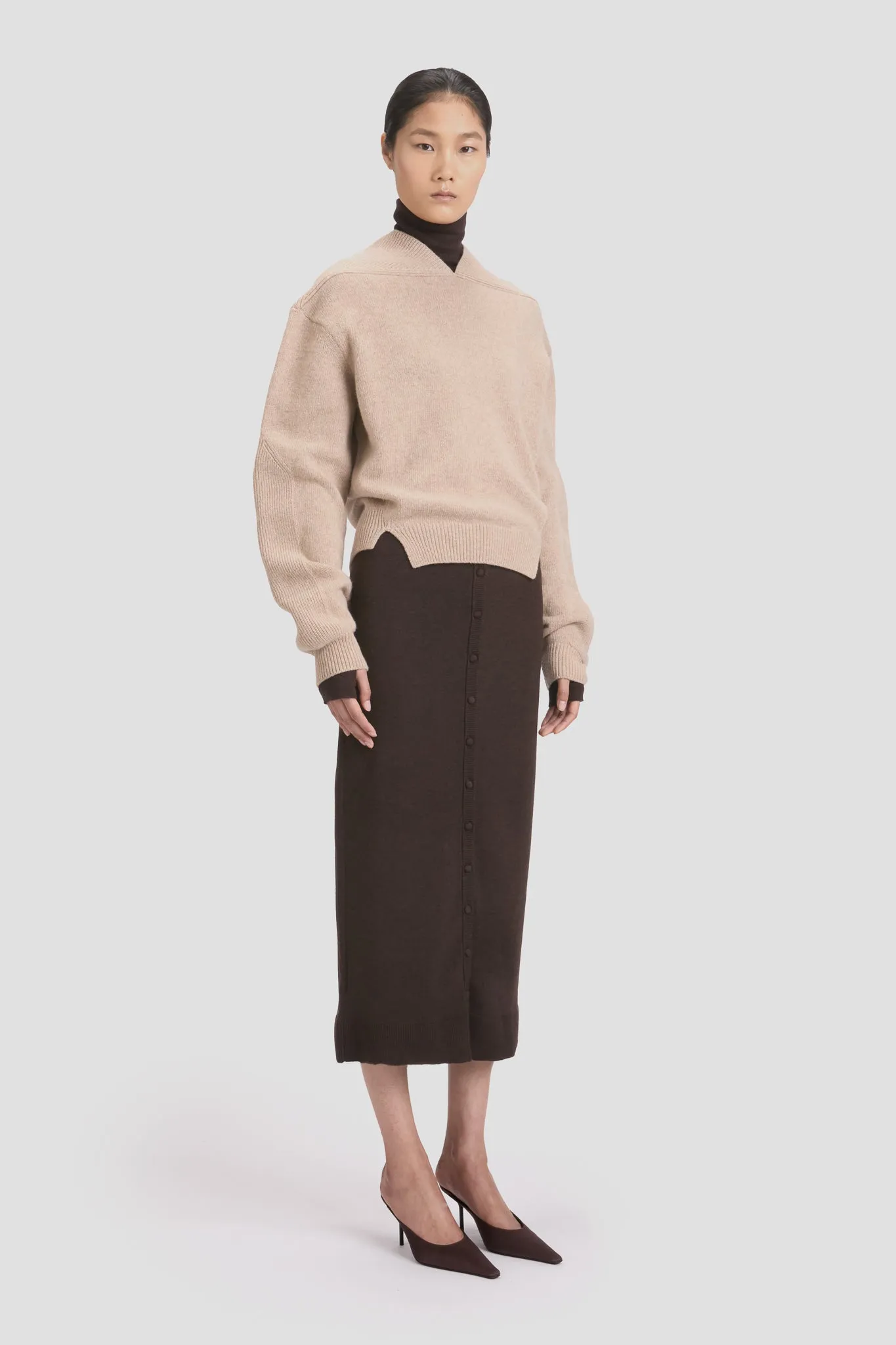 V-Neck Jumper In Sand sold by Victoria Beckham product image thumbnail 2