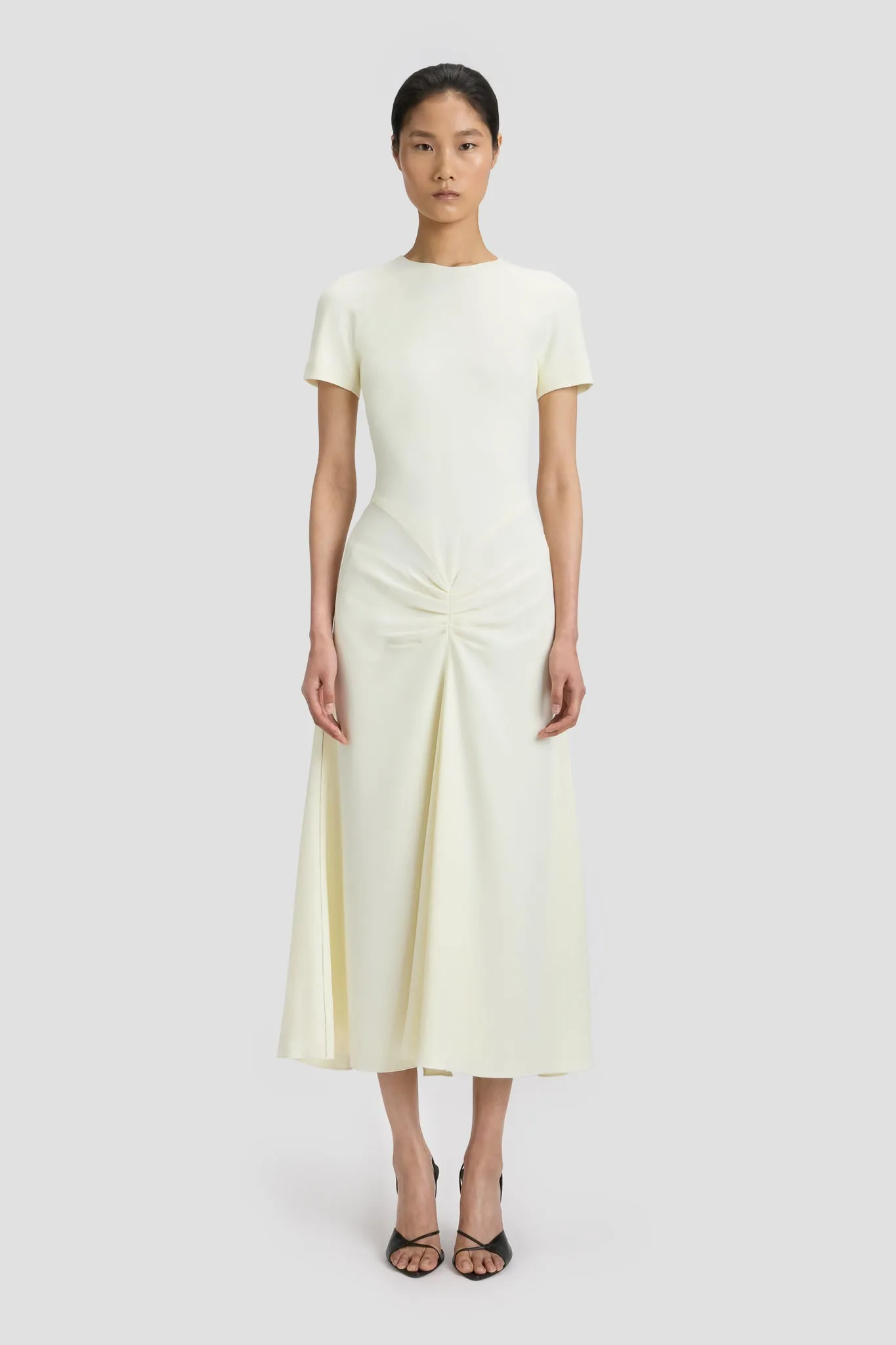 Gathered T-Shirt Midi Dress In Ivory sold by Victoria Beckham