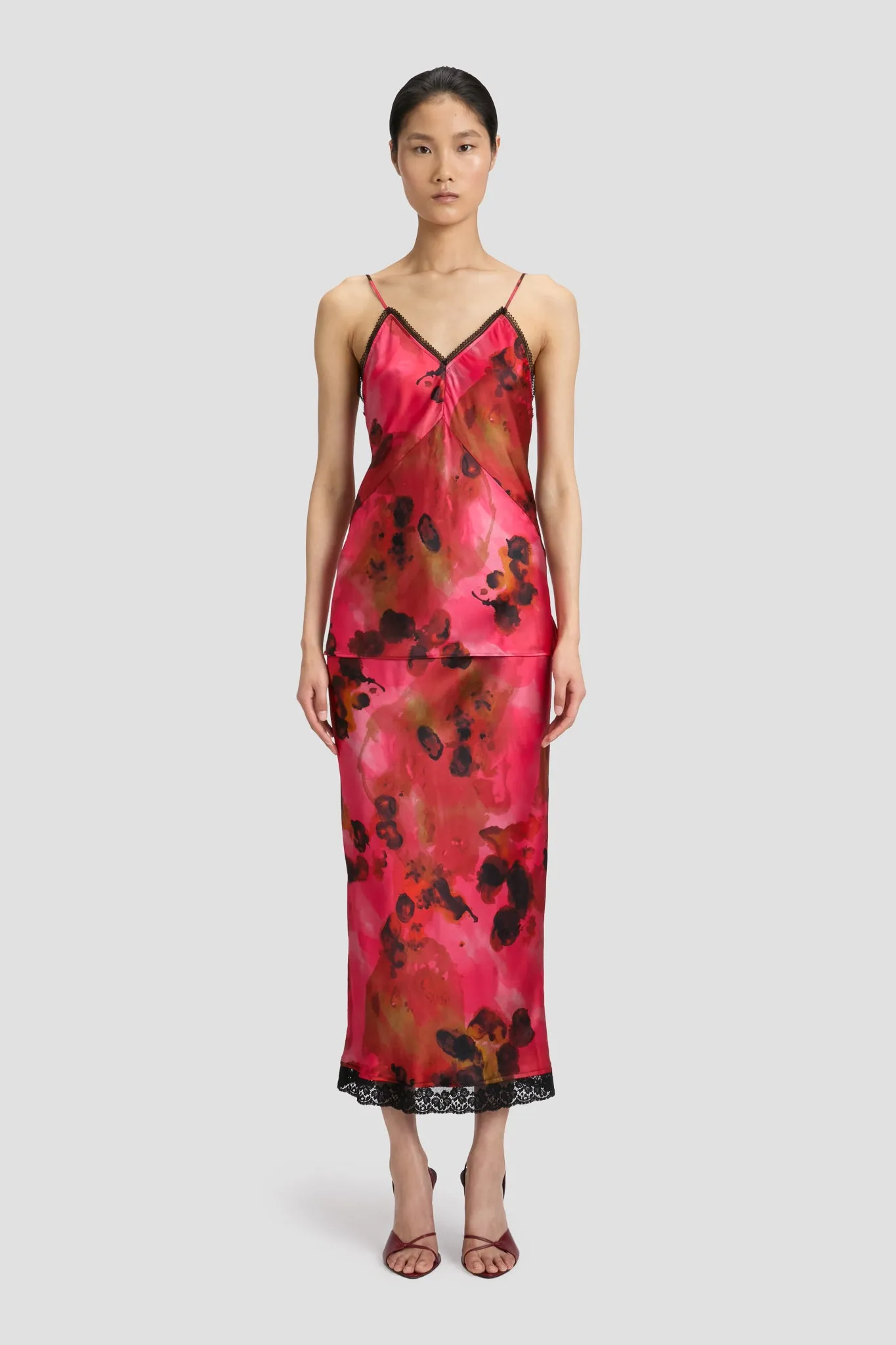 Lace Cami Top In Raspberry Floral Print sold by Victoria Beckham