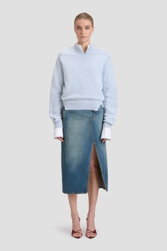 V-Neck Jumper In Delphinium Blue sold by Victoria Beckham