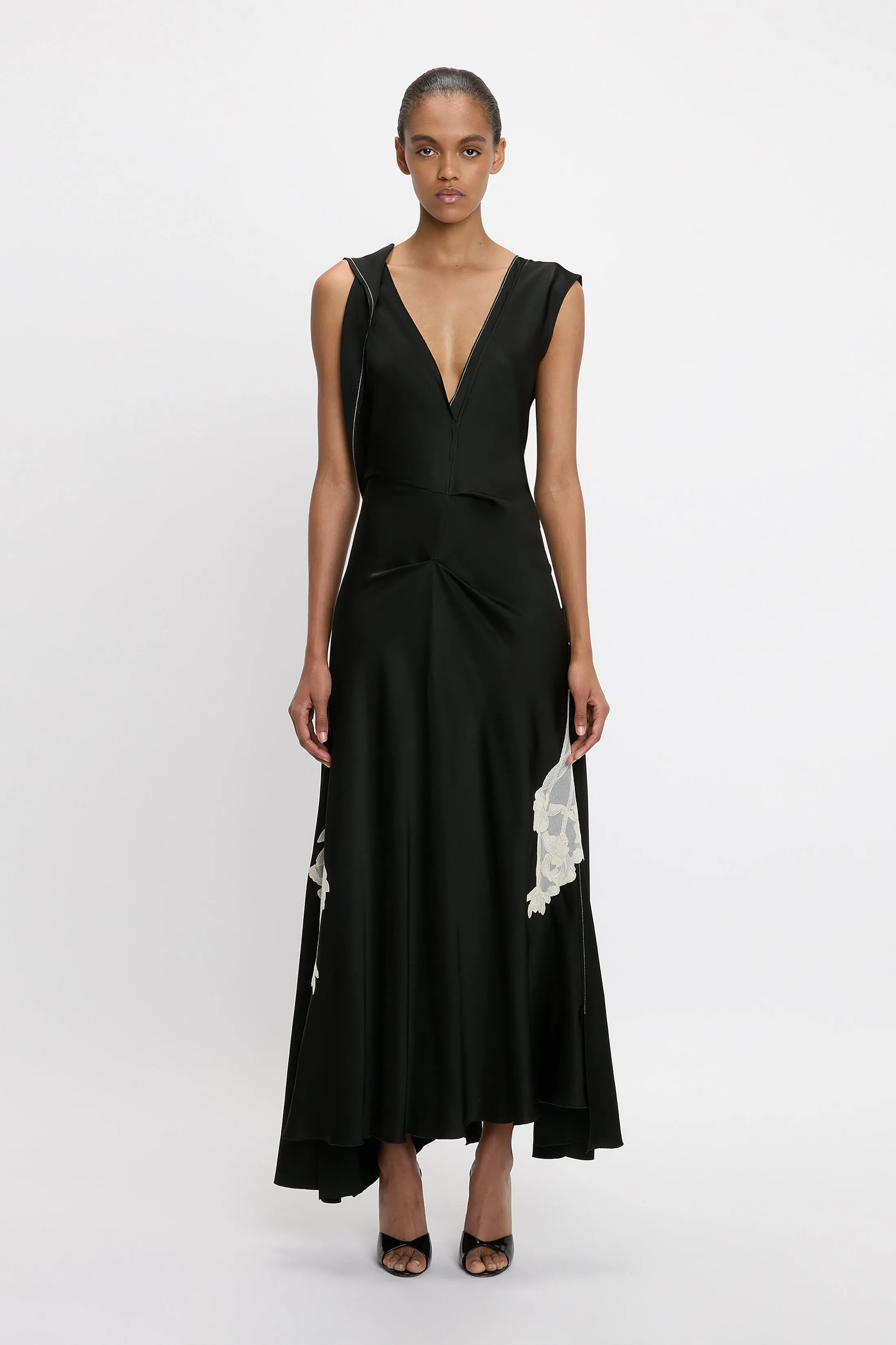 Lace Midi Dress In Black sold by Victoria Beckham