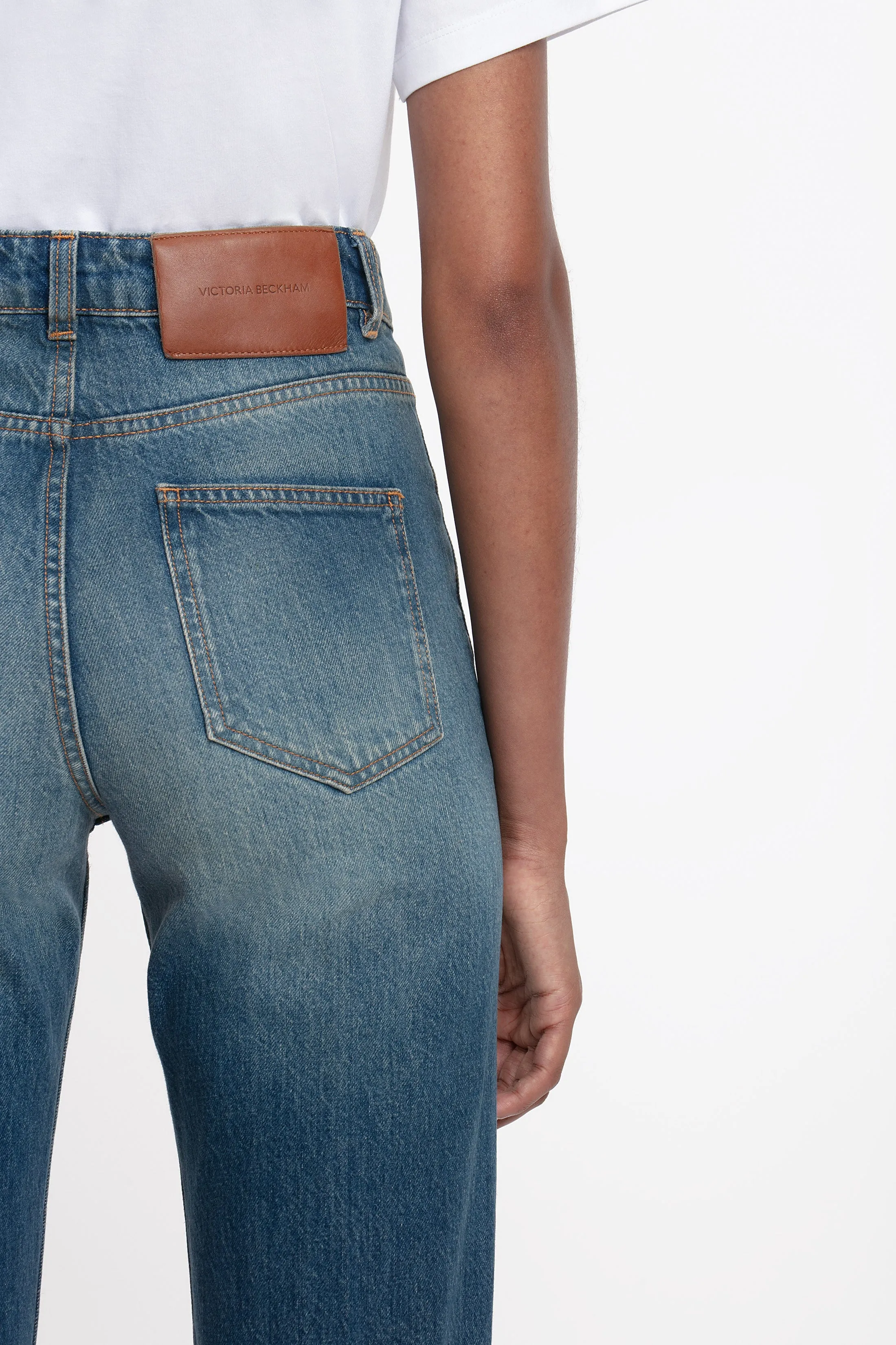 Julia High Waisted Extra Long Stretch Jean In Mid Blue sold by Victoria Beckham product image thumbnail 5