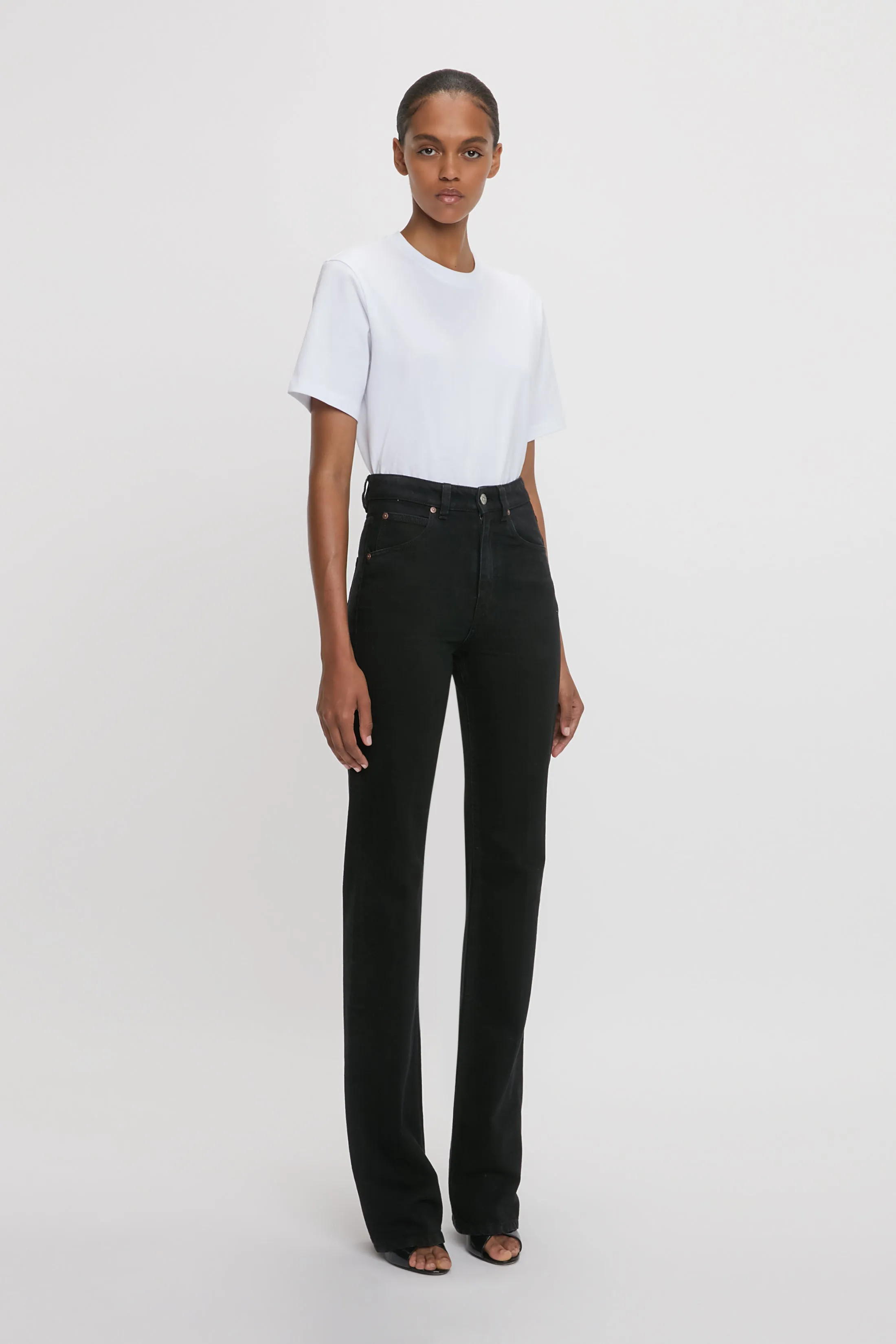 Julia High Waisted Extra Long Stretch Jean In Washed Black sold by Victoria Beckham product image thumbnail 2