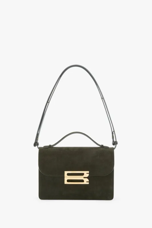 Dorian Bag In Dark Olive Stripe Embossed Suede sold by Victoria Beckham