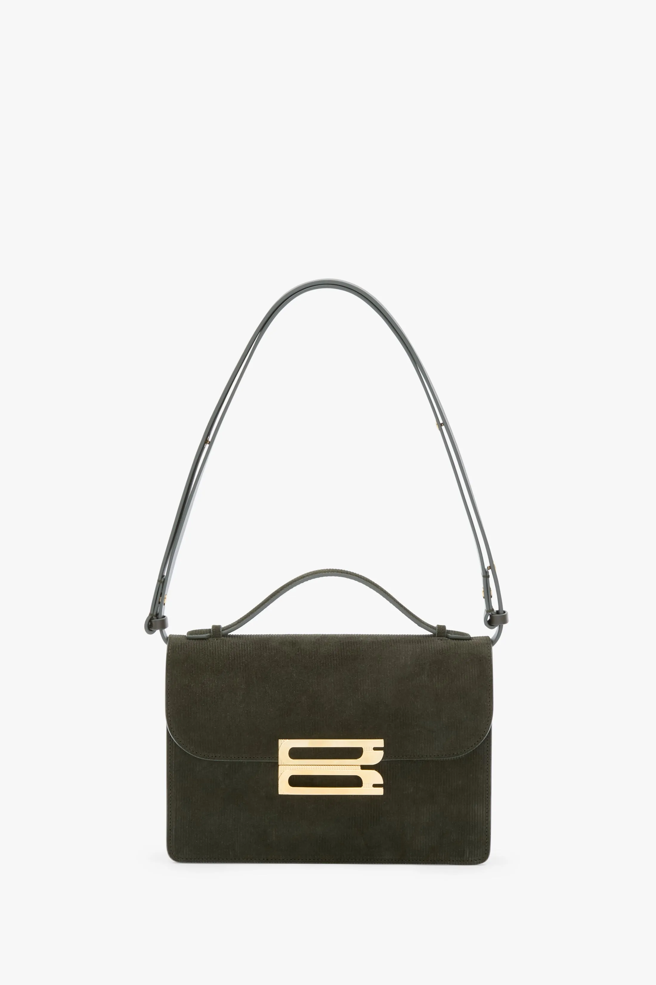 Dorian Bag In Embossed Dark Olive Suede sold by Victoria Beckham