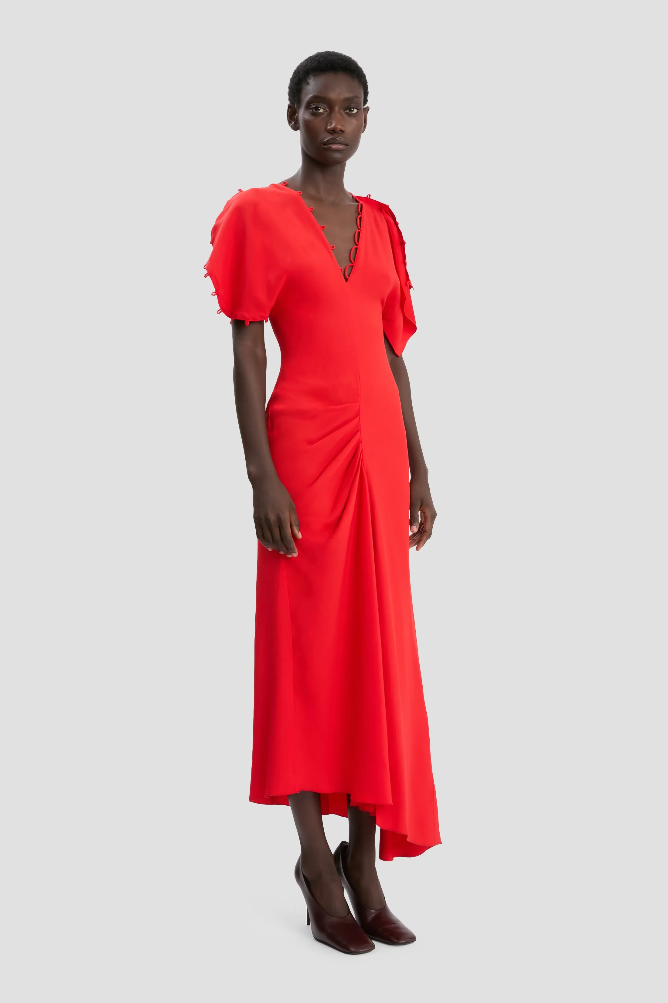 Draped Midi Dress In Cayenne sold by Victoria Beckham product image thumbnail 2