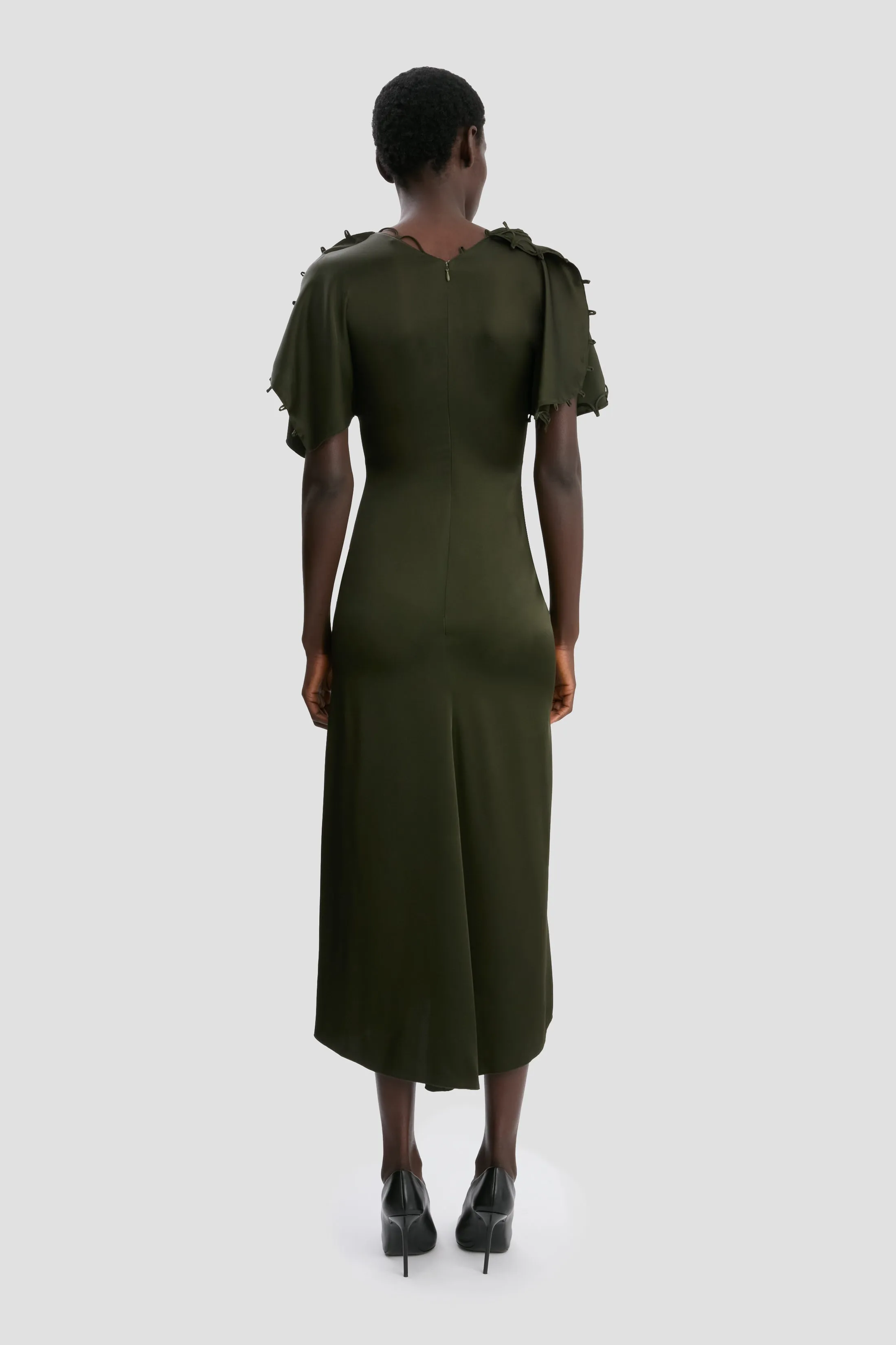 Draped Midi Dress In Dark Olive sold by Victoria Beckham product image thumbnail 4