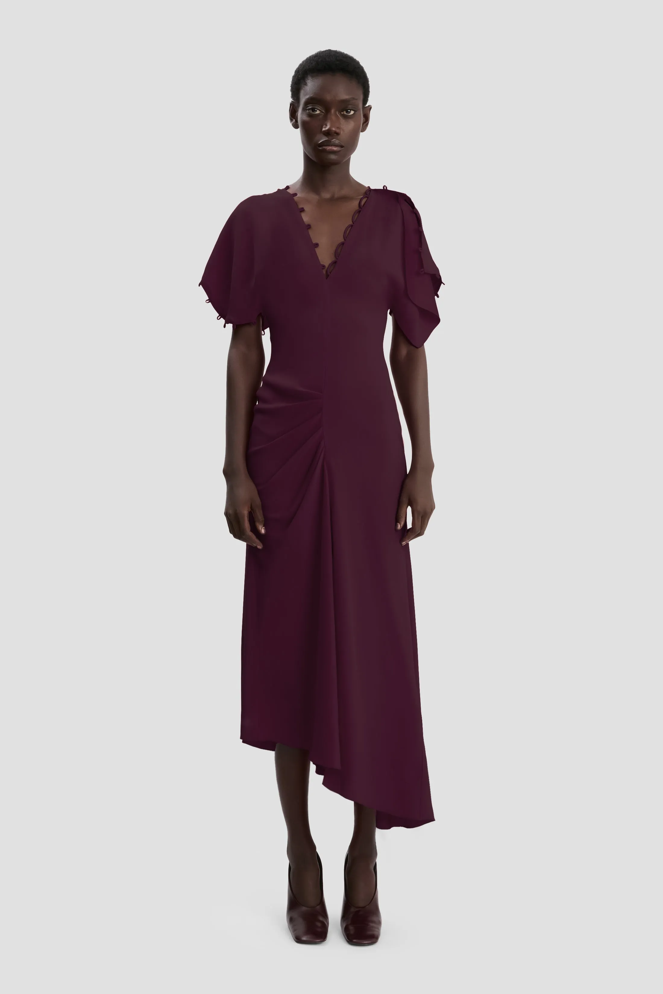 Draped Midi Dress In Merlot sold by Victoria Beckham