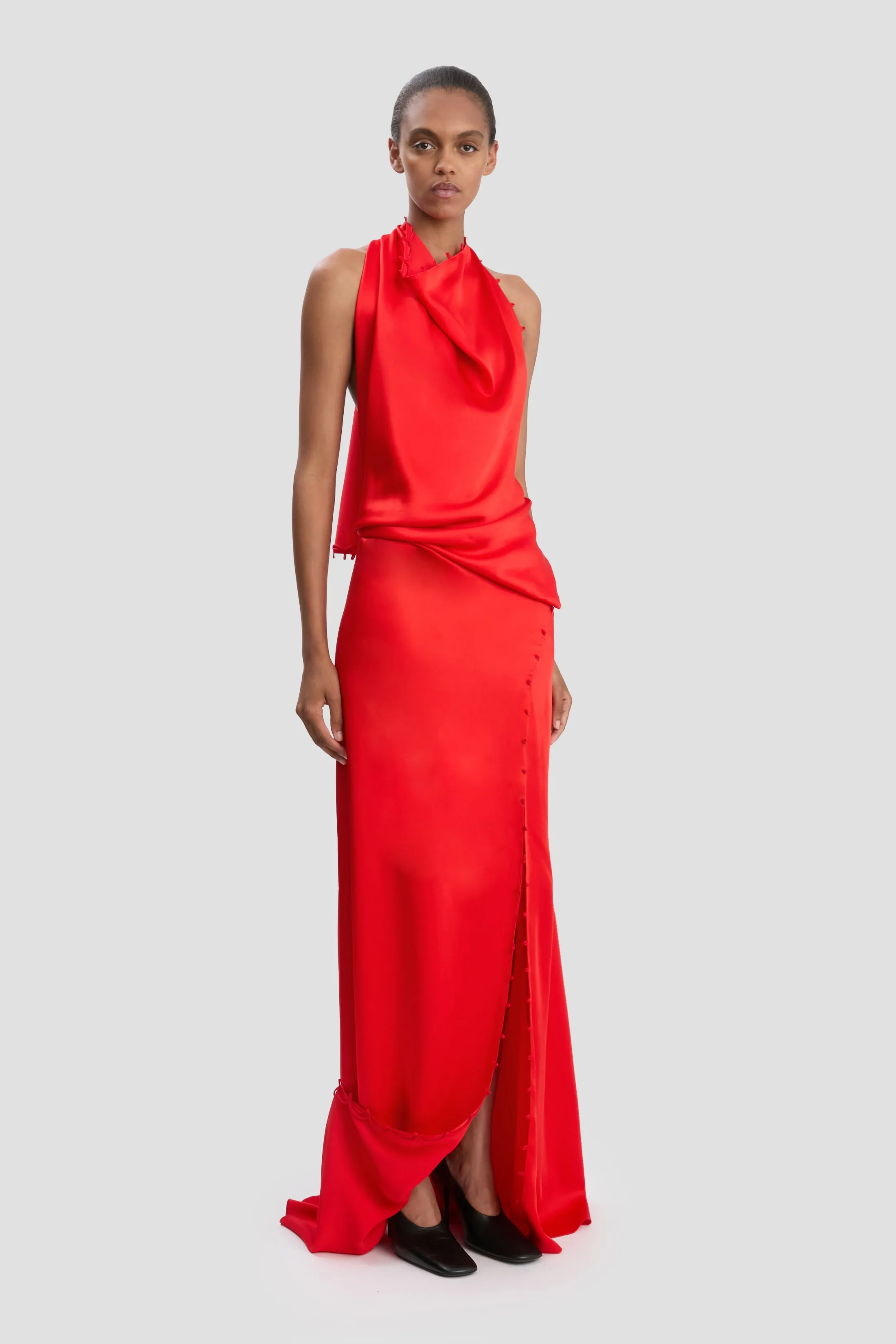 Sleeveless Draped Gown In Cayenne sold by Victoria Beckham product image thumbnail 2