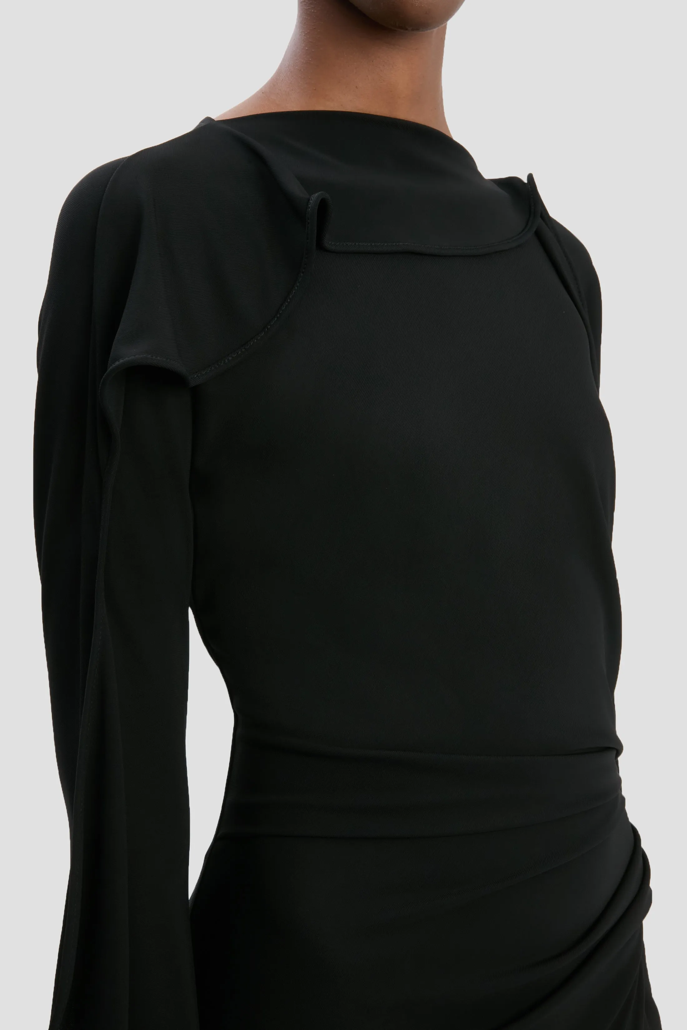Draped Midi Dress In Black sold by Victoria Beckham product image thumbnail 3