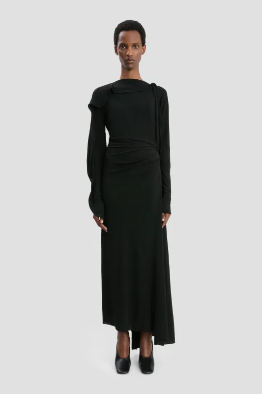 Draped Midi Dress In Black sold by Victoria Beckham
