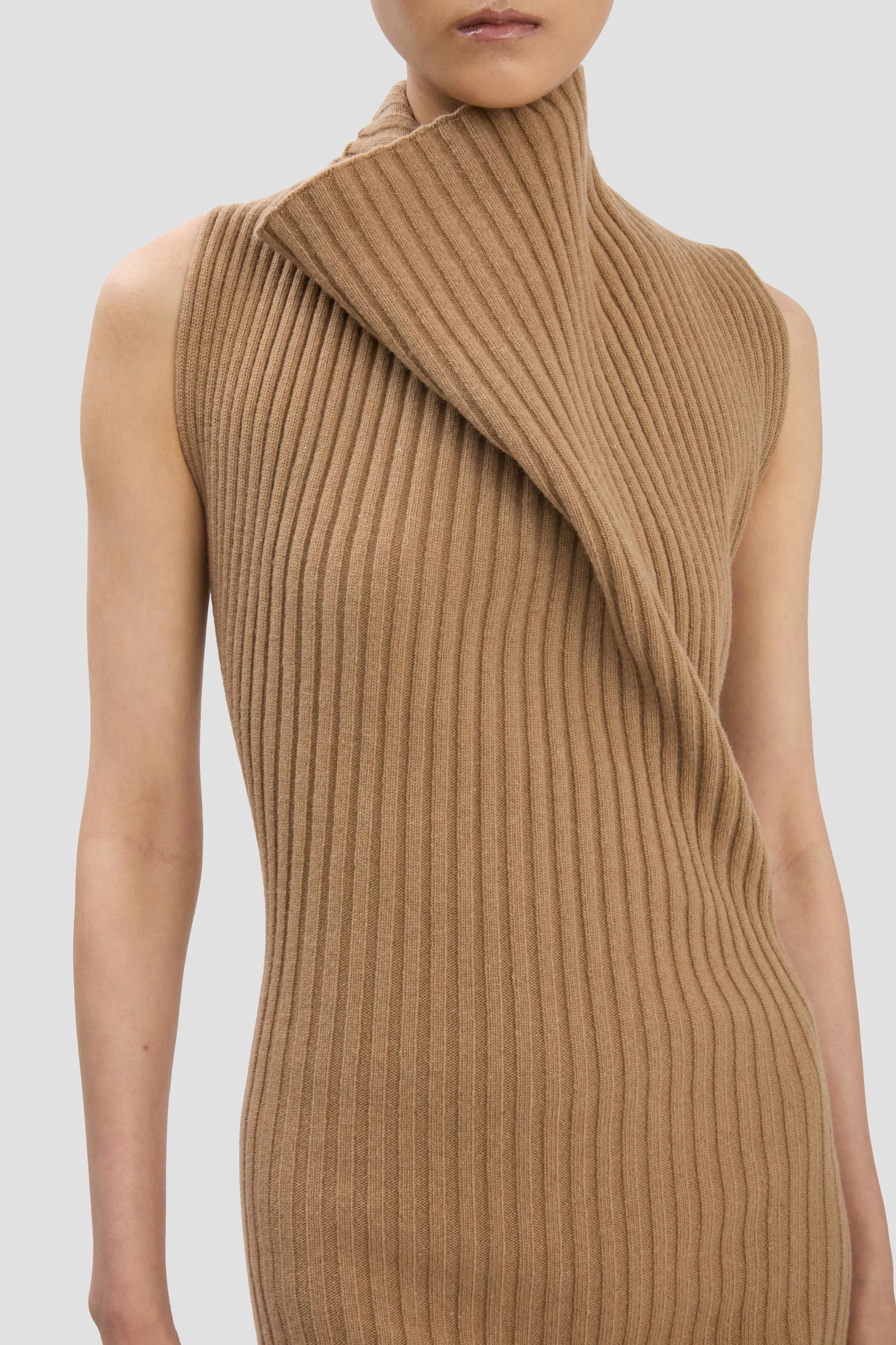 Ribbed Midi Dress In Dark Camel sold by Victoria Beckham product image thumbnail 2
