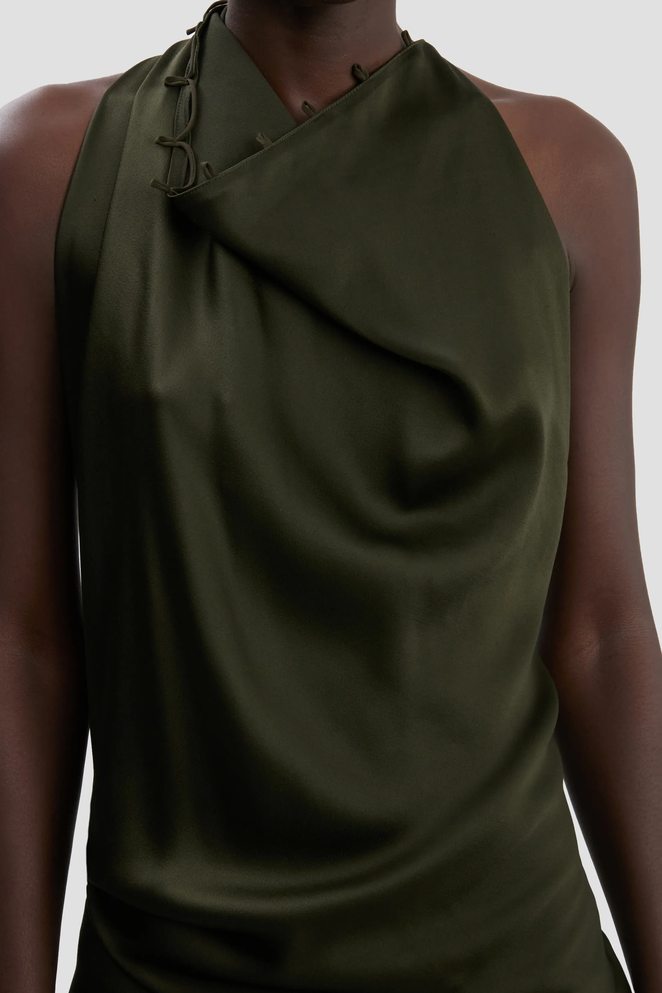 Sleeveless Draped Gown In Dark Olive sold by Victoria Beckham product image thumbnail 3