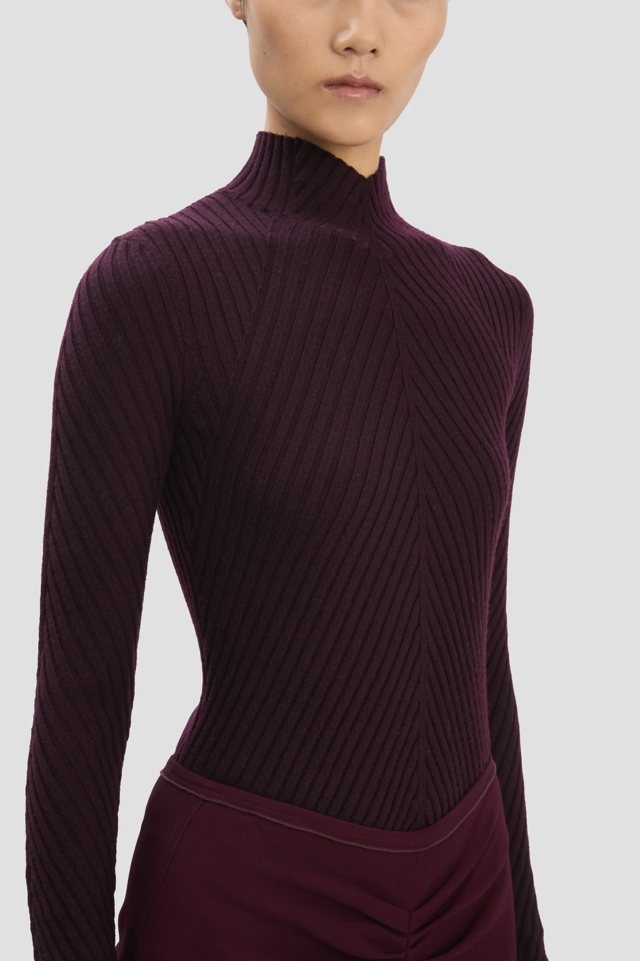Ribbed Knit Polo In Merlot sold by Victoria Beckham product image thumbnail 2