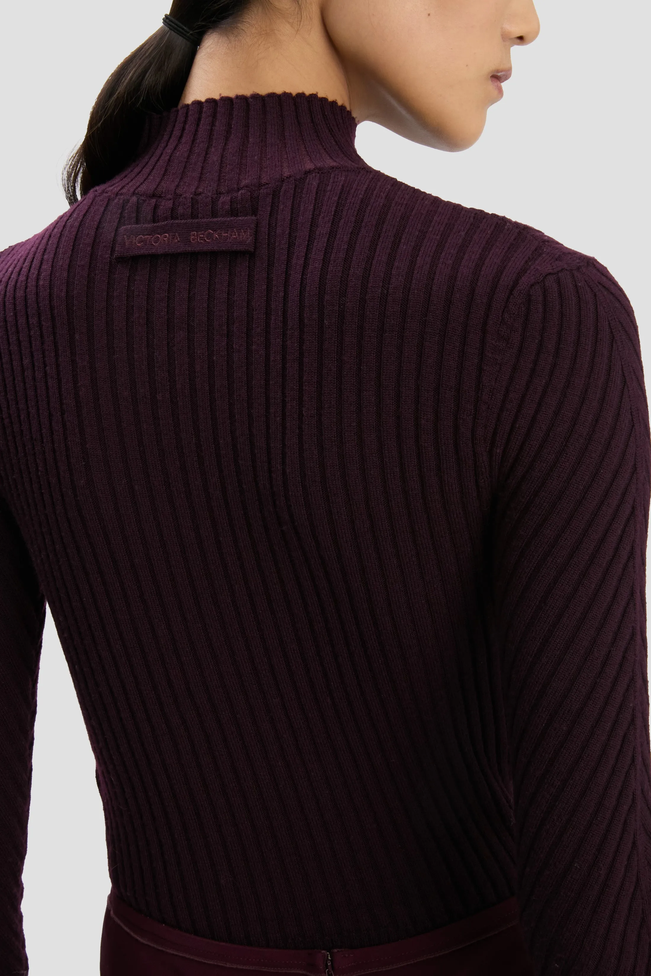 Ribbed Knit Polo In Merlot sold by Victoria Beckham product image thumbnail 5