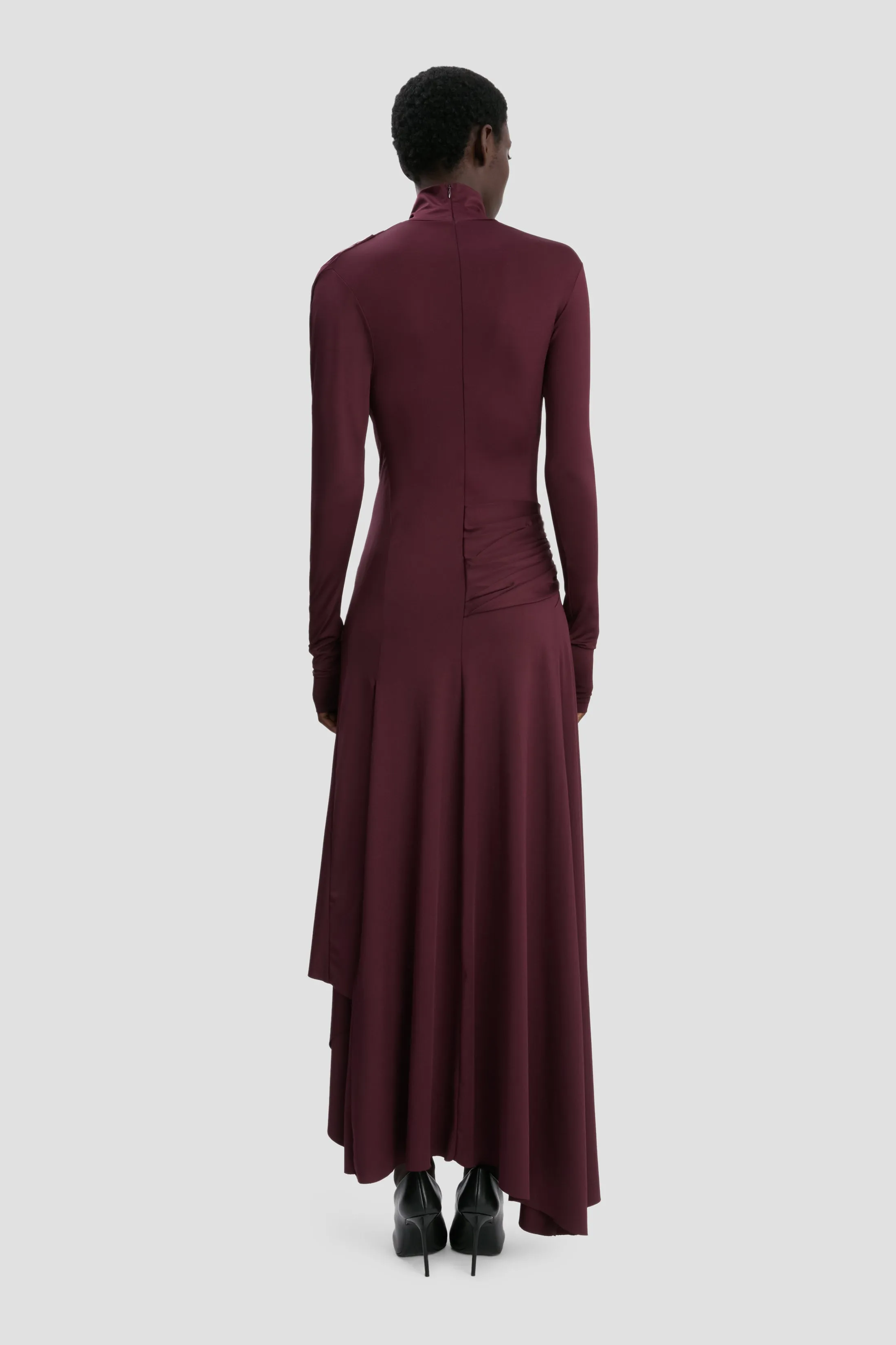 Twist High Neck Midi Dress In Merlot sold by Victoria Beckham product image thumbnail 5