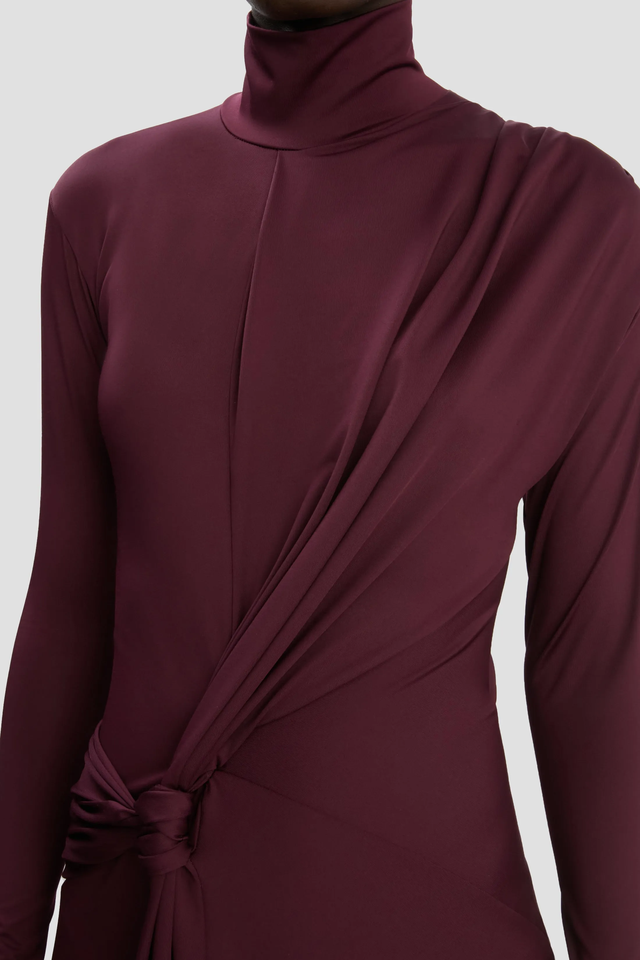 Twist High Neck Midi Dress In Merlot sold by Victoria Beckham product image thumbnail 2