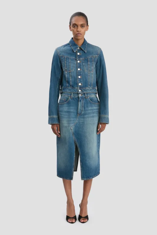 Denim Jacket In Mid Blue Wash sold by Victoria Beckham