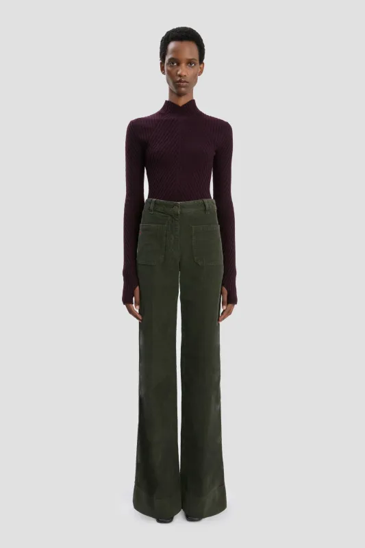 Alina Corduroy Jean In Khaki sold by Victoria Beckham