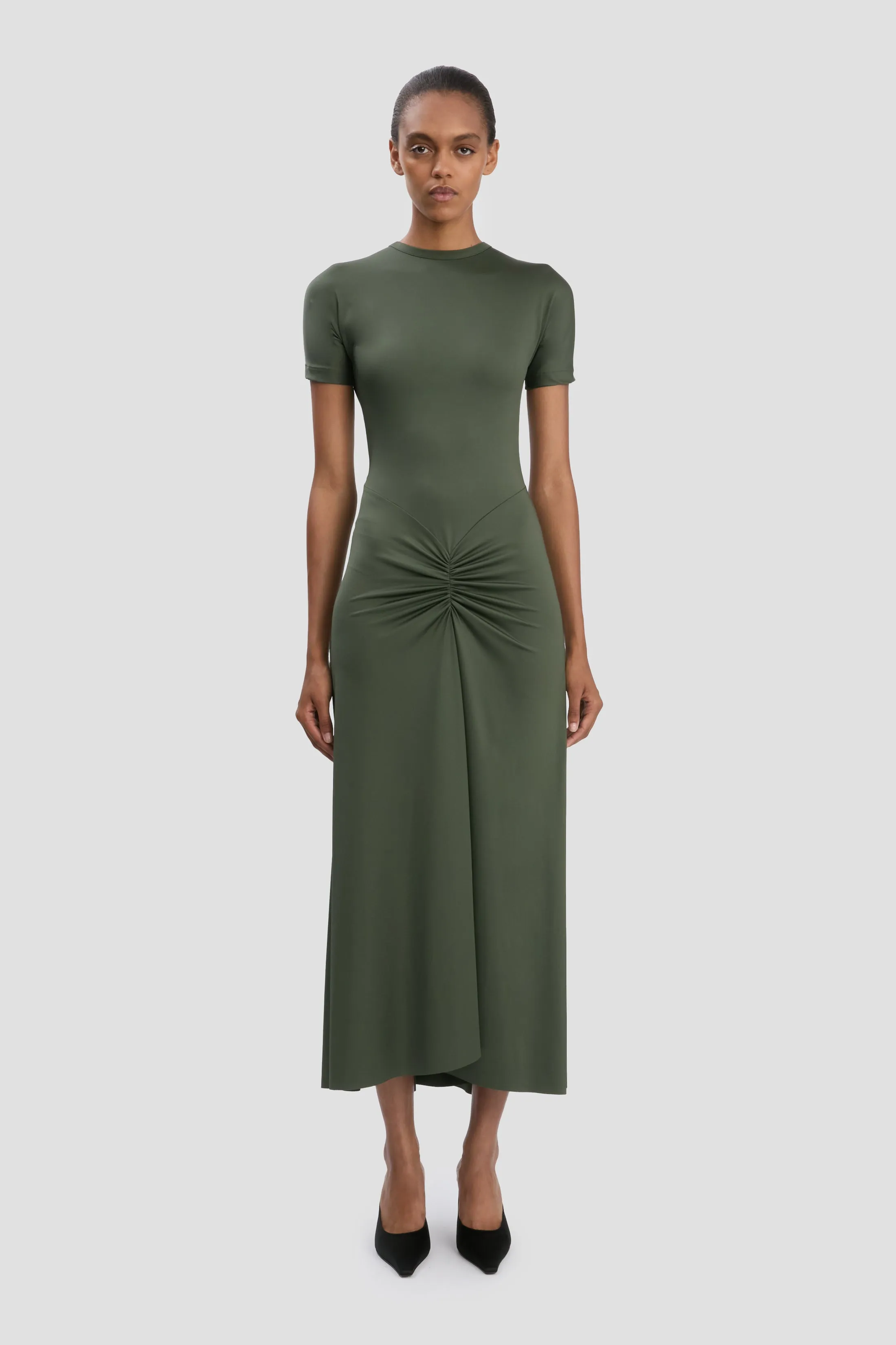 Bela T-Shirt Midi Dress In Oregano sold by Victoria Beckham