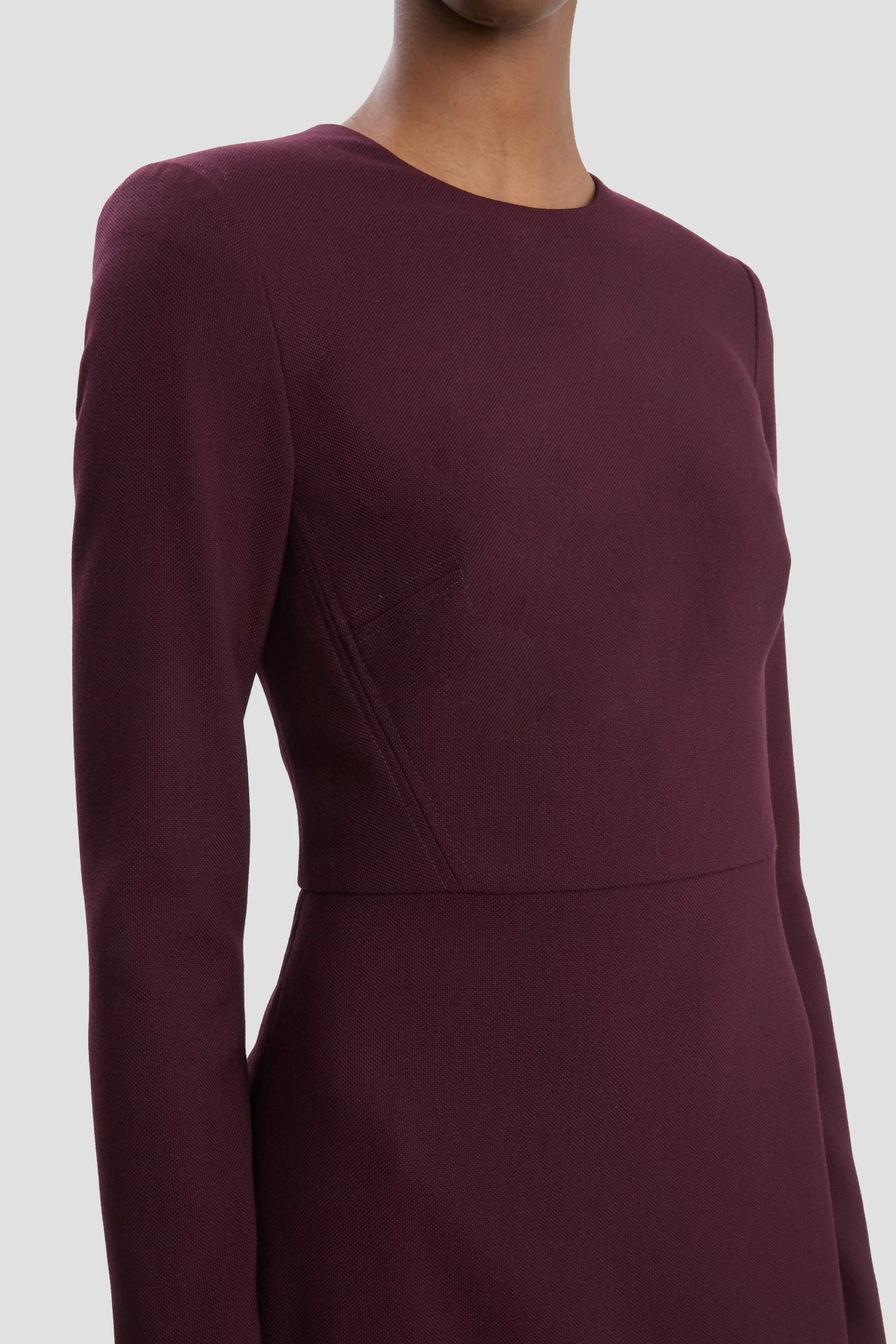 T-Shirt Fitted Dress In Deep Mahogany sold by Victoria Beckham product image thumbnail 3